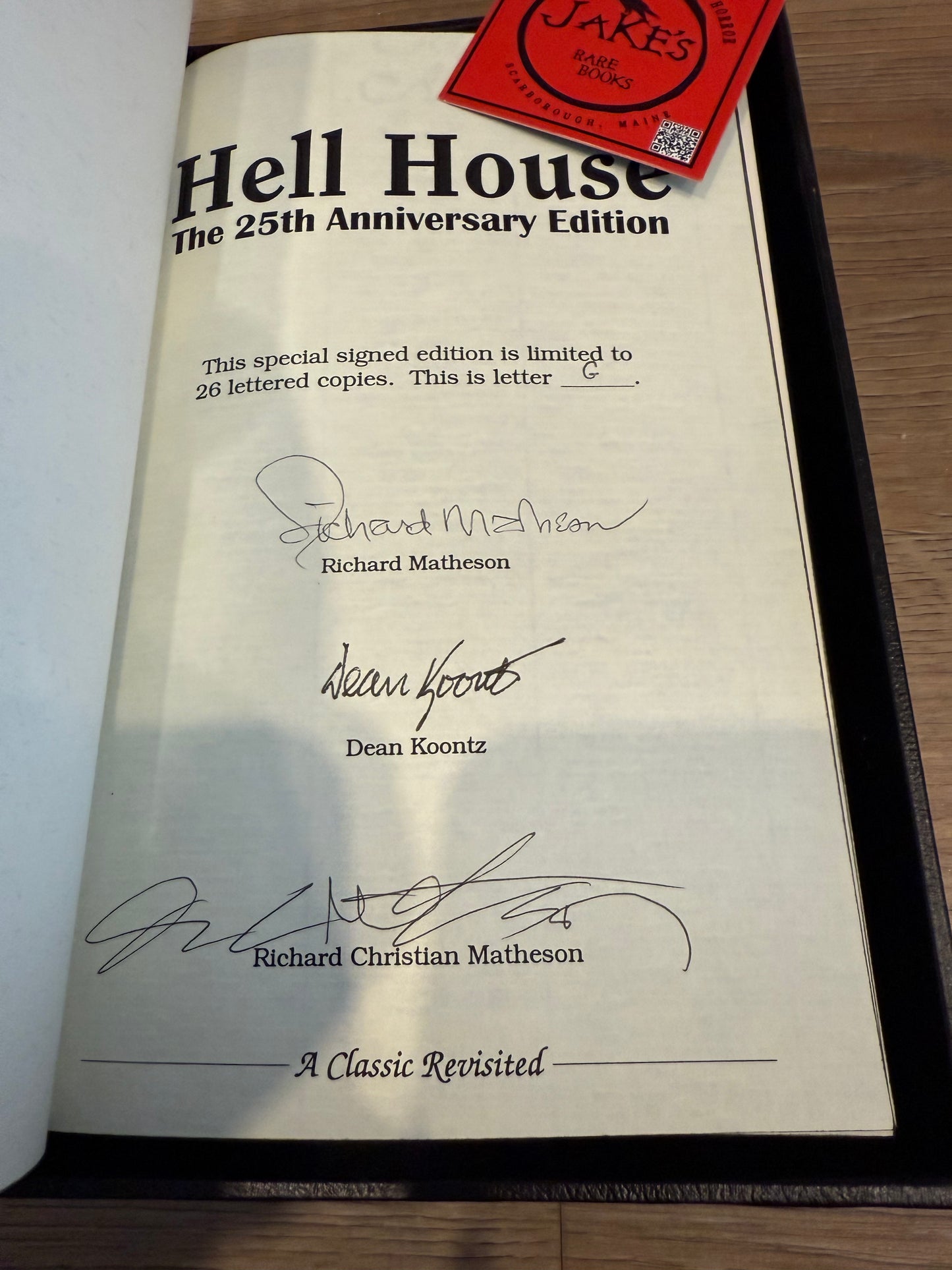 Richard Matheson, Hell House 25th Anniversary Edition, Letter G, Gauntlet Press