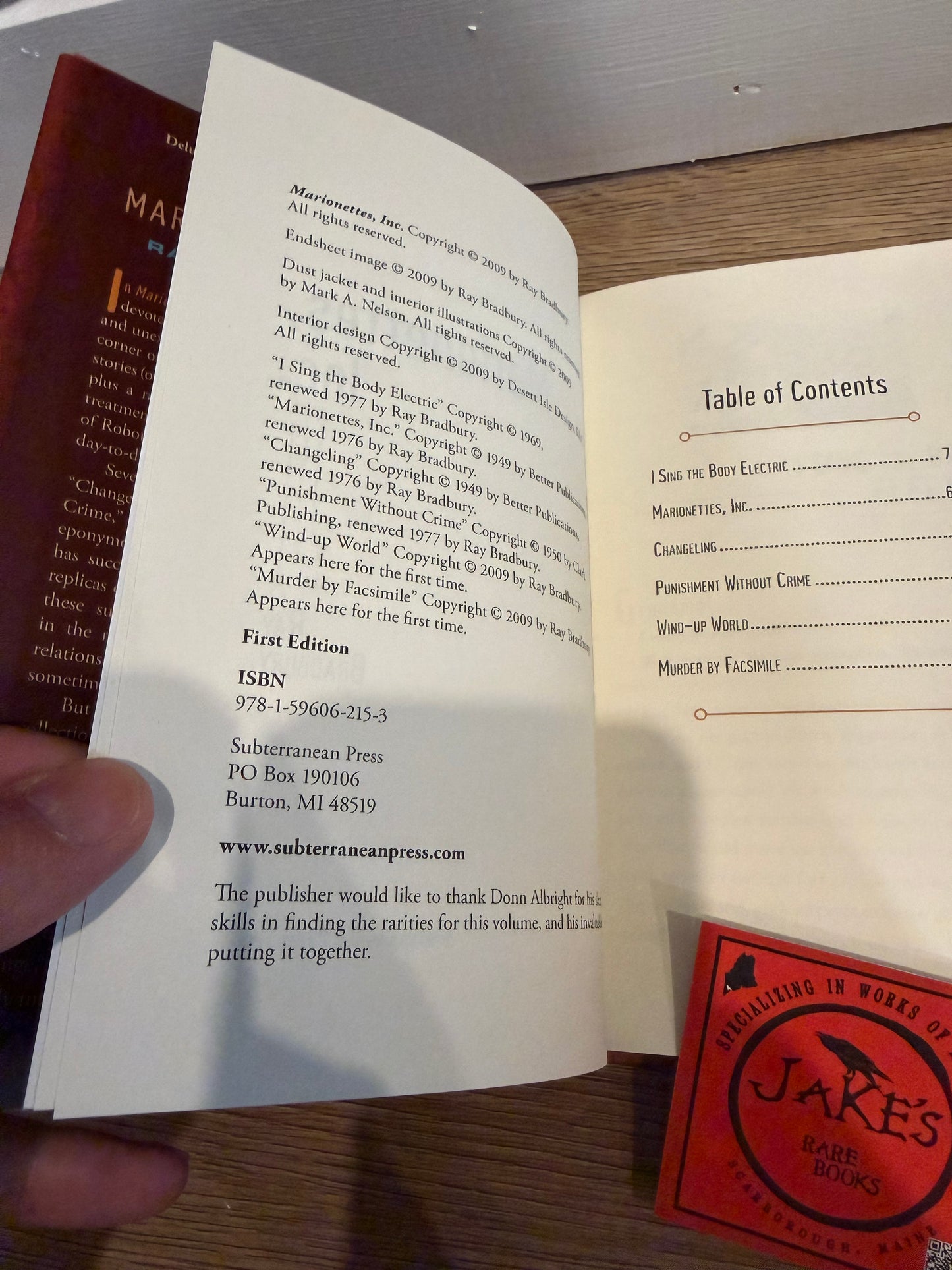 Ray Bradbury, Marionettes Inc, Subterranean Press