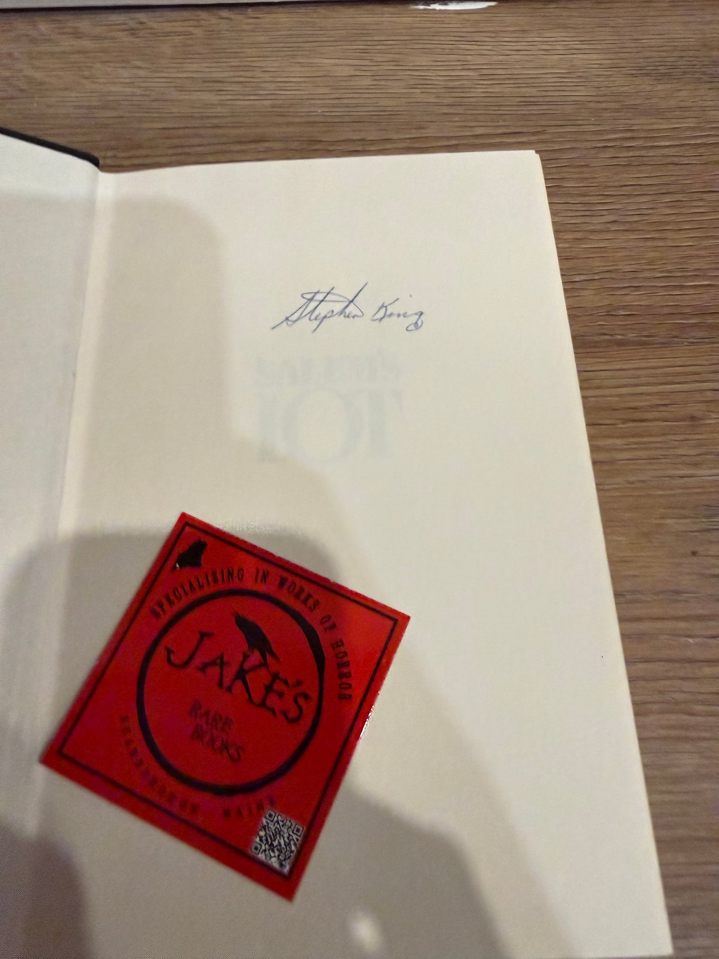Stephen King, Salem’s Lot, Second Printing, SIGNED, Doubleday Publishing