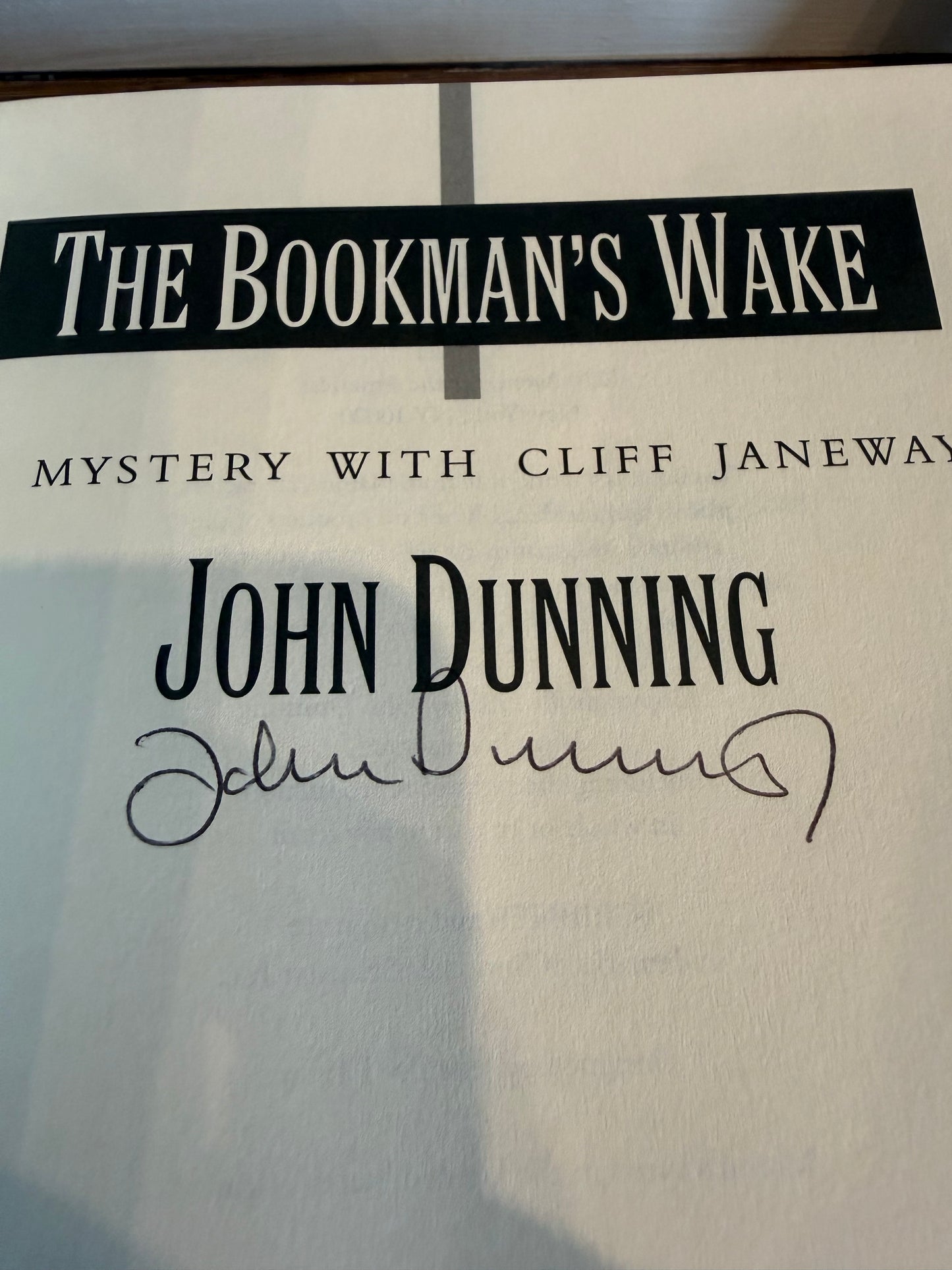 John Dunning, Bookman’s Wake, Signed First Editon, Scribner