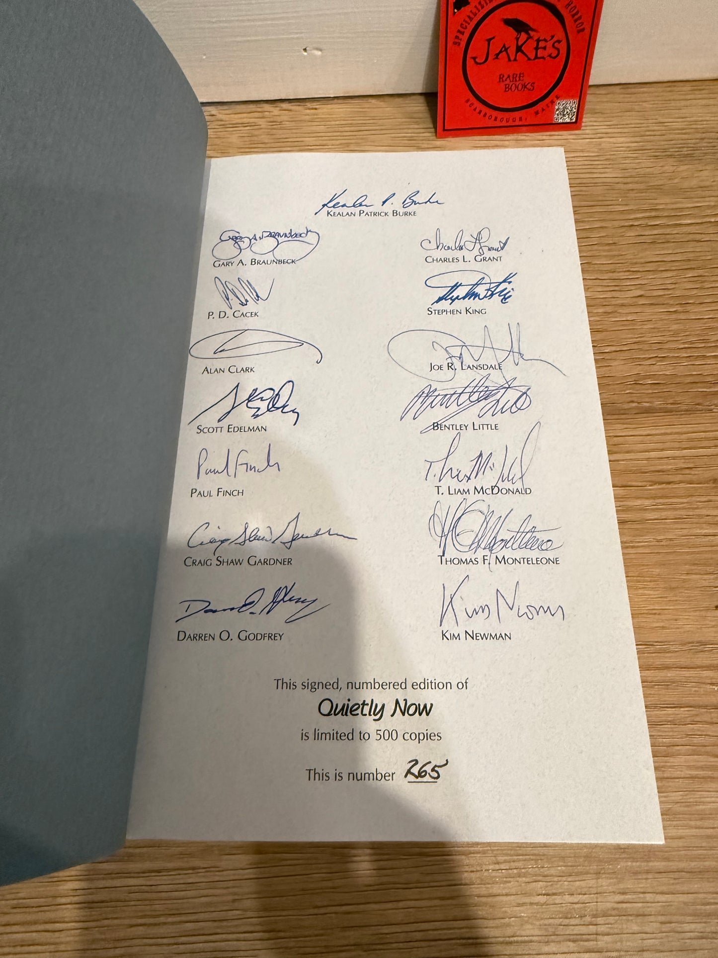 Quietly Now, Signed Limited #265, Borderlands Press