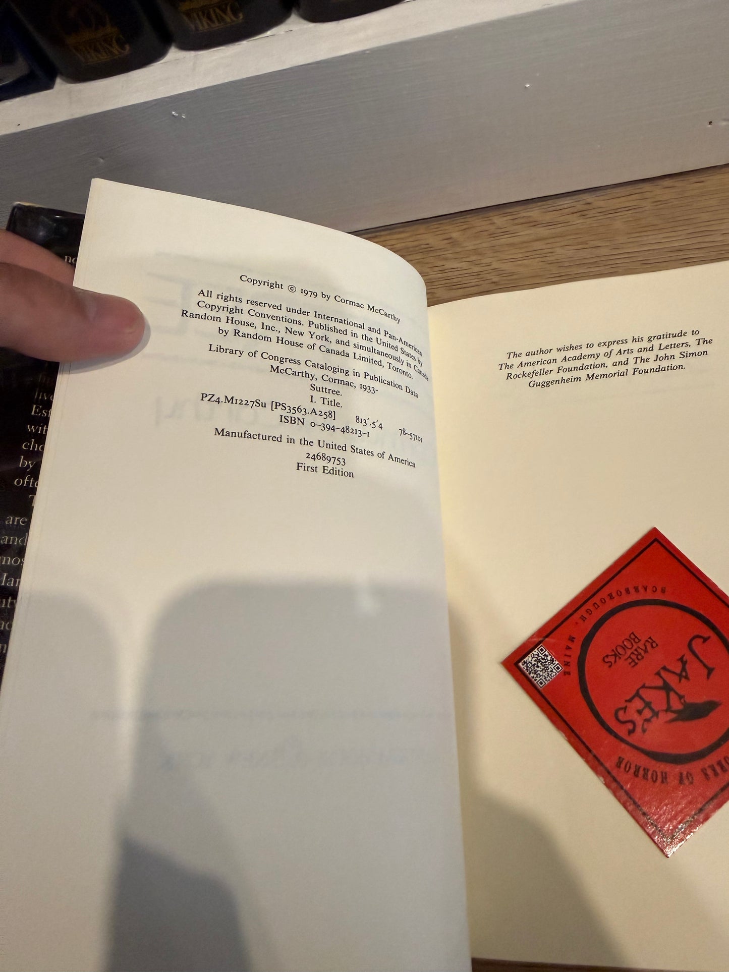 Cormac McCarty, Suttree, First Printing, Random House