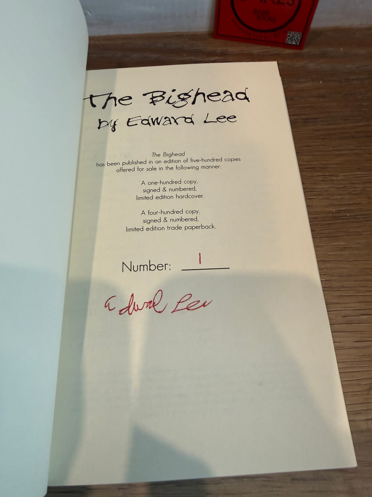 Edward Lee, The Bighead, Signed Limited Edition, Necro Publications