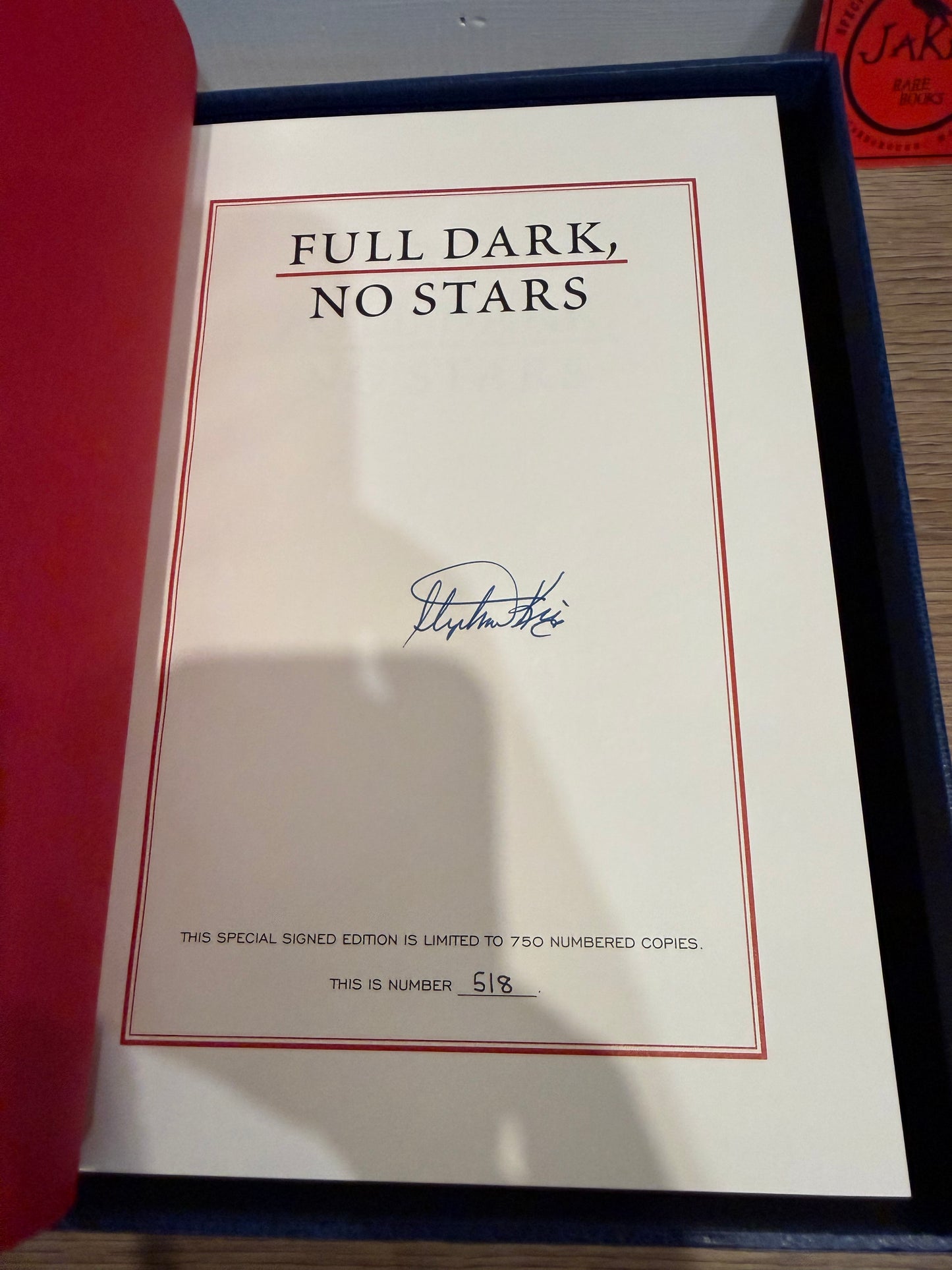 Stephen King, Full Dark, No Stars, Signed/Limited #518, Cemetery Dance