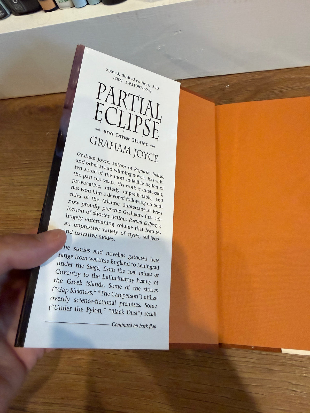 Graham Joyce, Partial Eclipse, Signed Limited #12, Subterranean Press