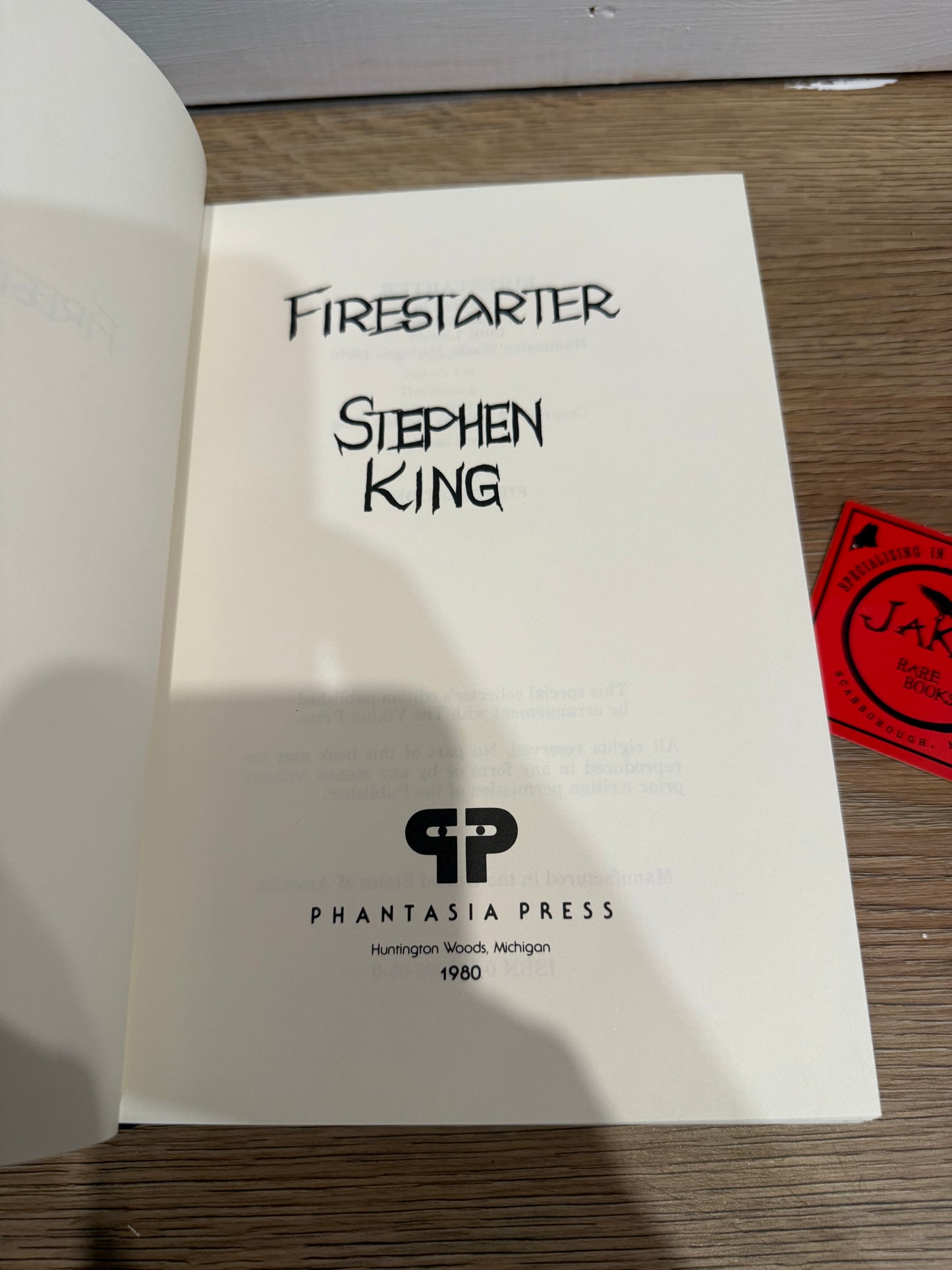 Stephen King, Firestarter, Signed/Limited #37, Phantasia Press