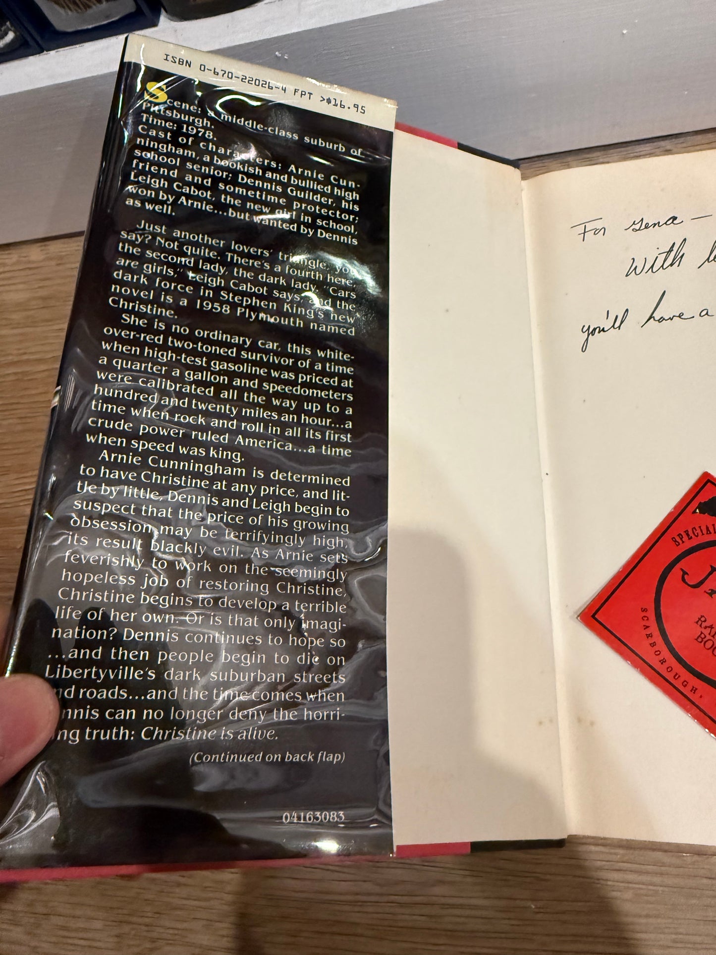 Stephen King, Christine First Edition, Inscribed, Viking