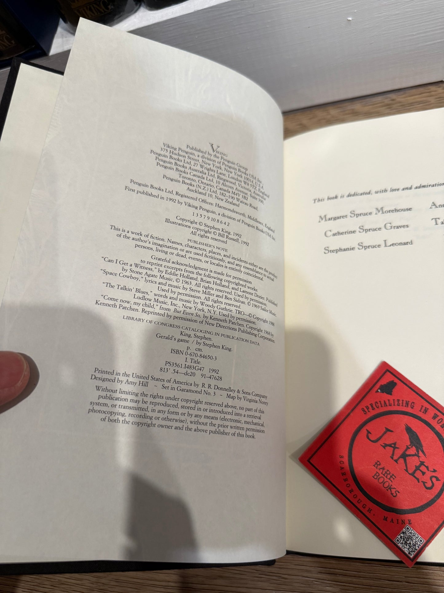 Stephen King, Gerald’s Game, ABA Limited Edition, Viking