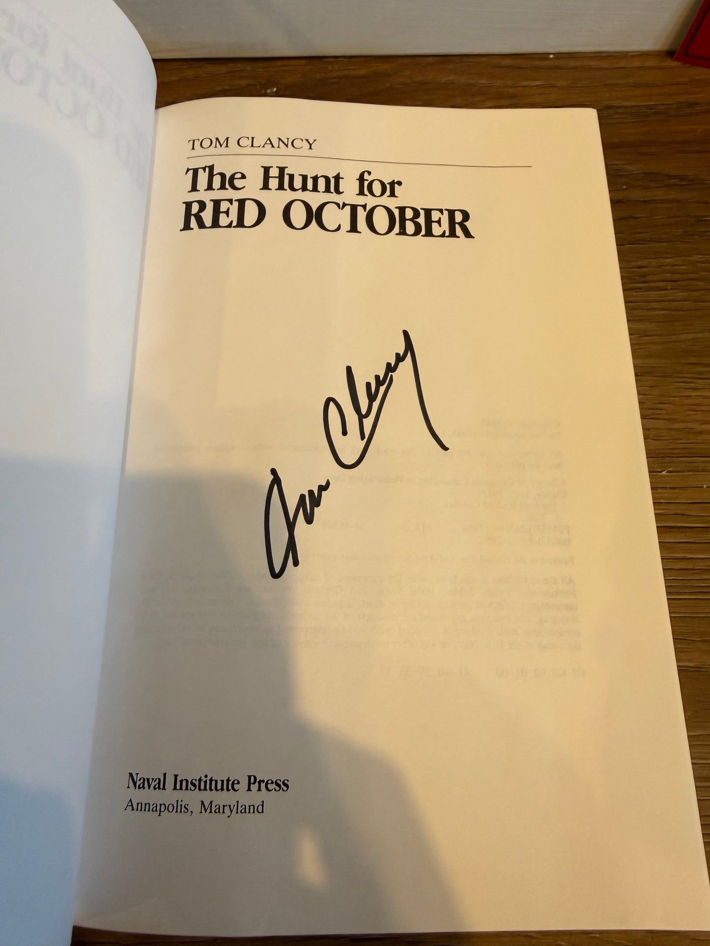 Tom Clancy, The Hunt For Red October, Signed First Edition, Third Printing, Naval Institute Press