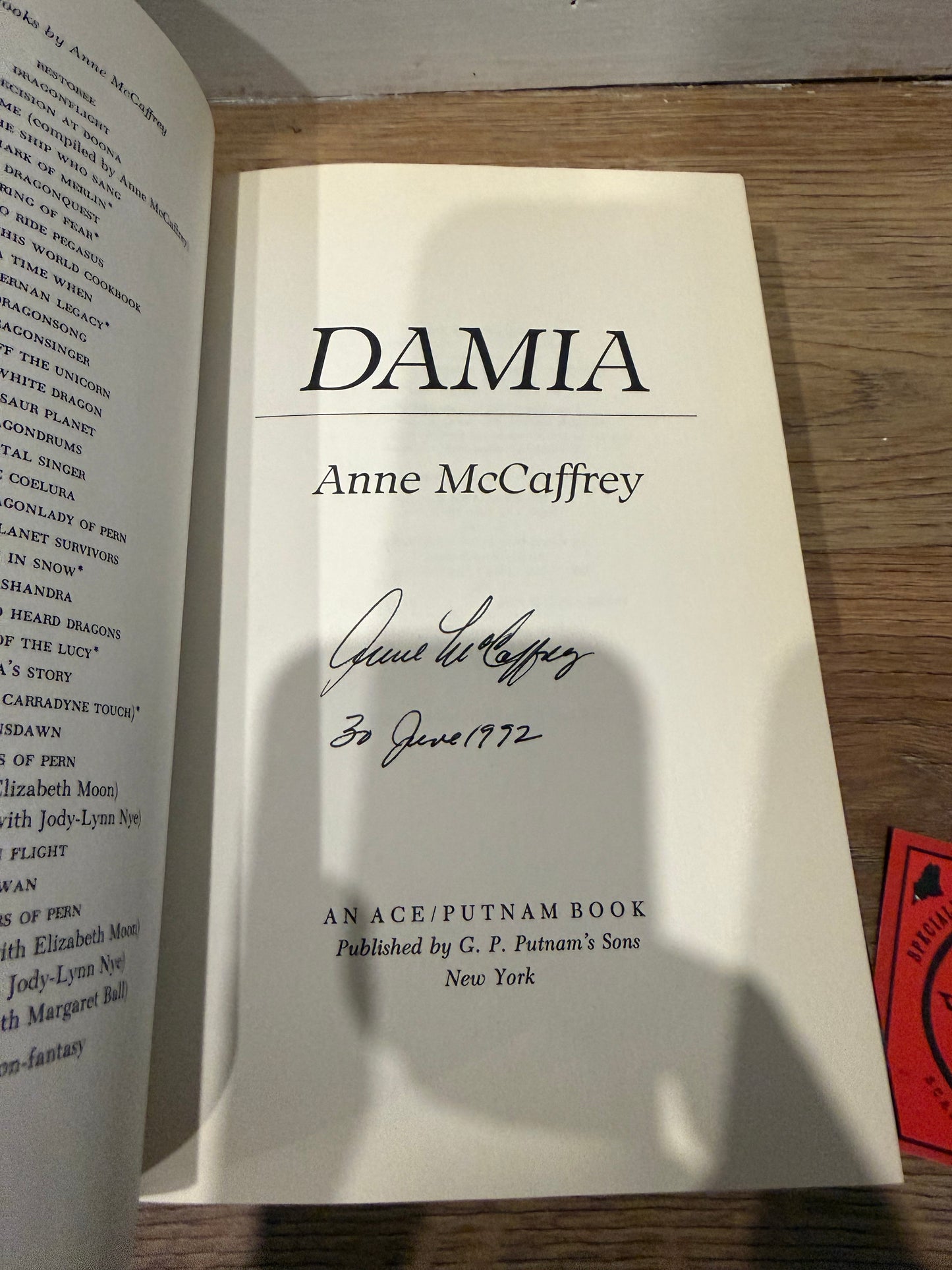 Anne McCaffrey, Damia, First Edition, SIGNED, Putnam