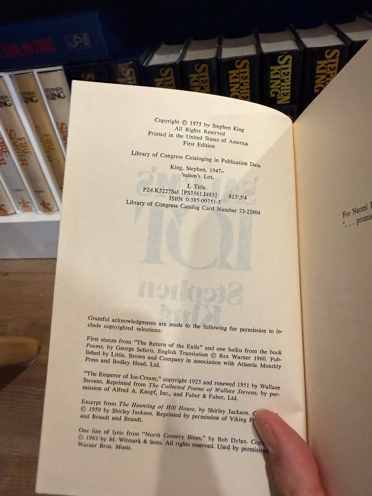 Stephen King, Salem’s Lot, First Edition, Doubleday Publishing