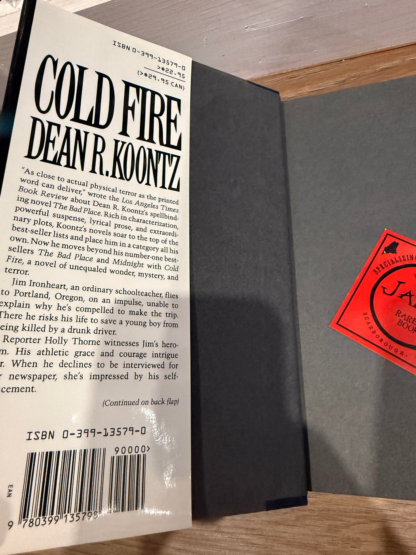 Dean Koontz, Cold Fire, First Edition, Putnam Press