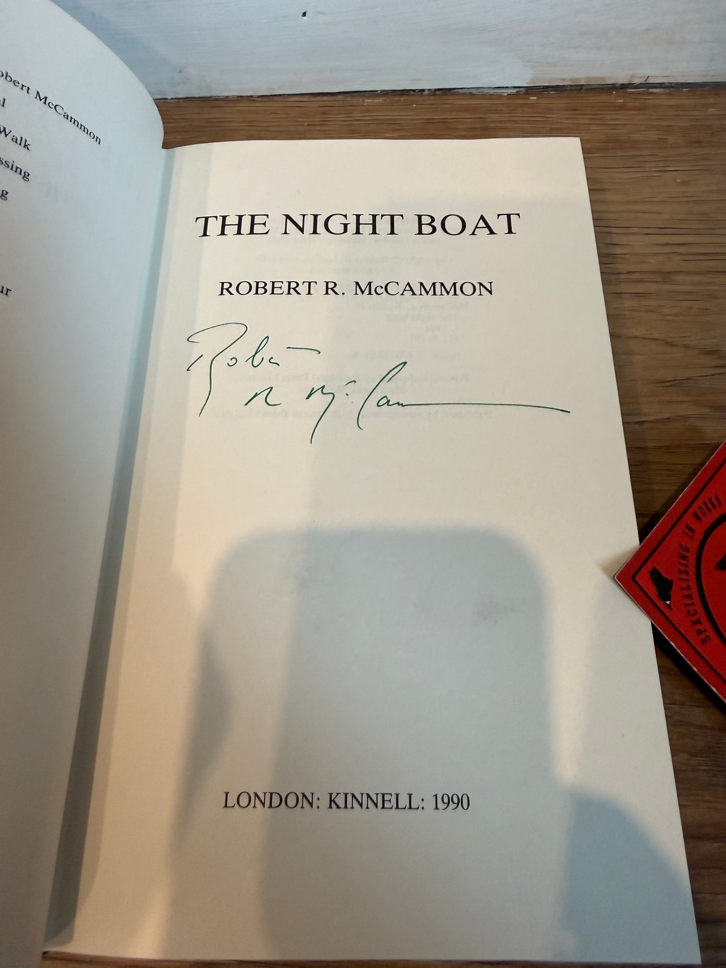 Robert McCammon, The Night Boat, UK First edition, SIGNED, Kinnell Publications