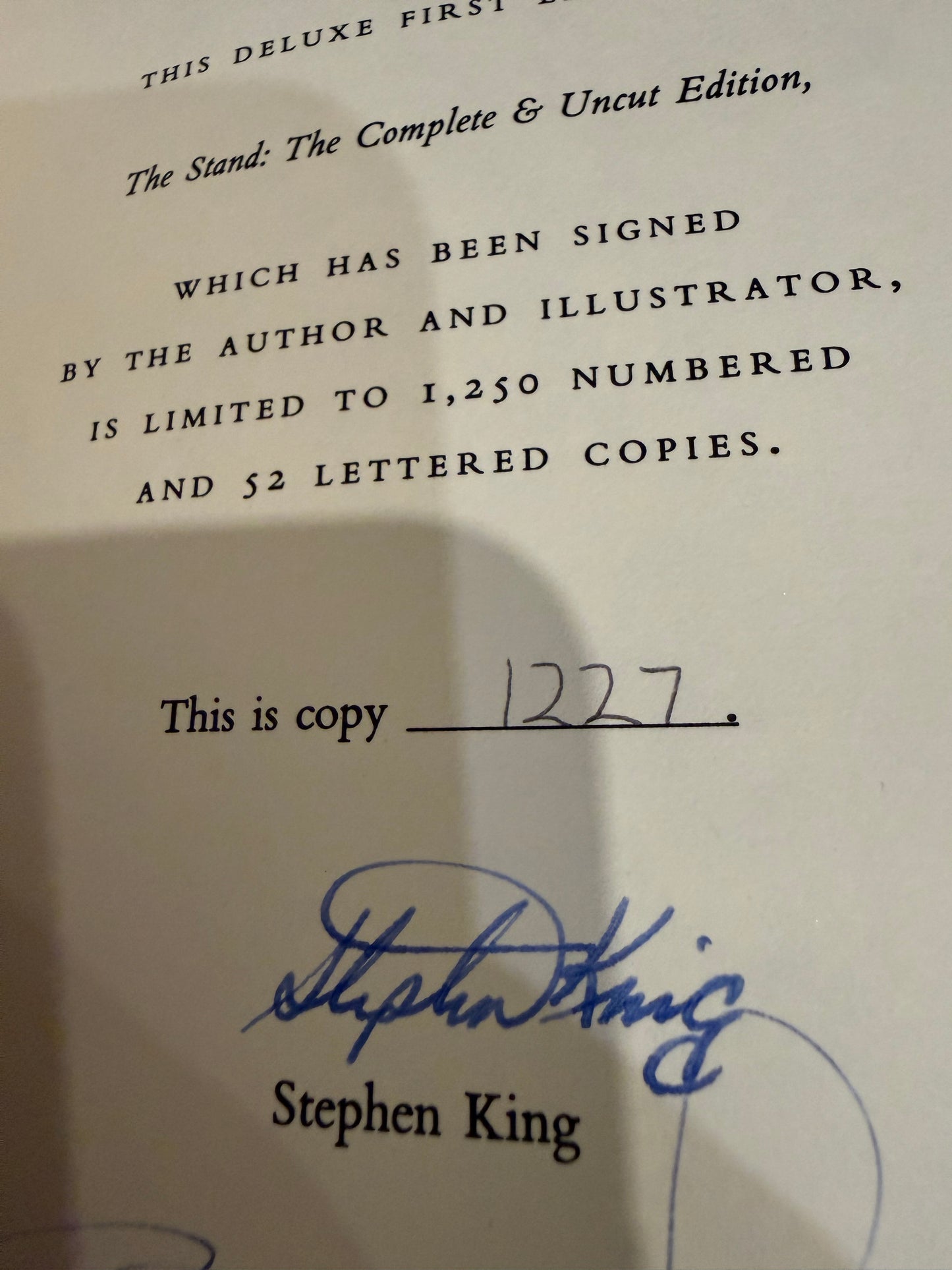 Stephen King, The Stand, Signed Limited “Coffin” #1227, Doubleday Publishing