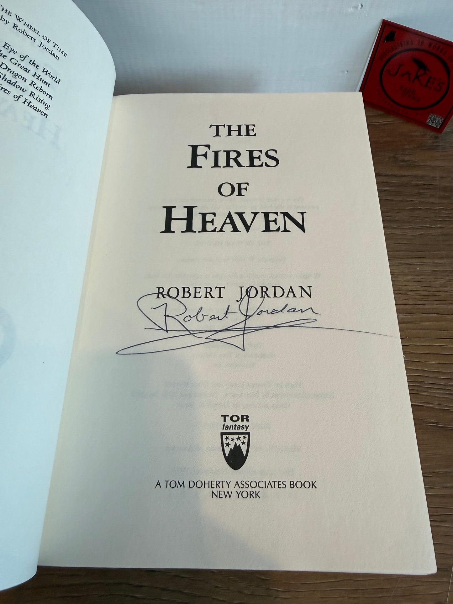 Robert Jordan, Fires of Heaven, Signed First Edition, Tor Publishing