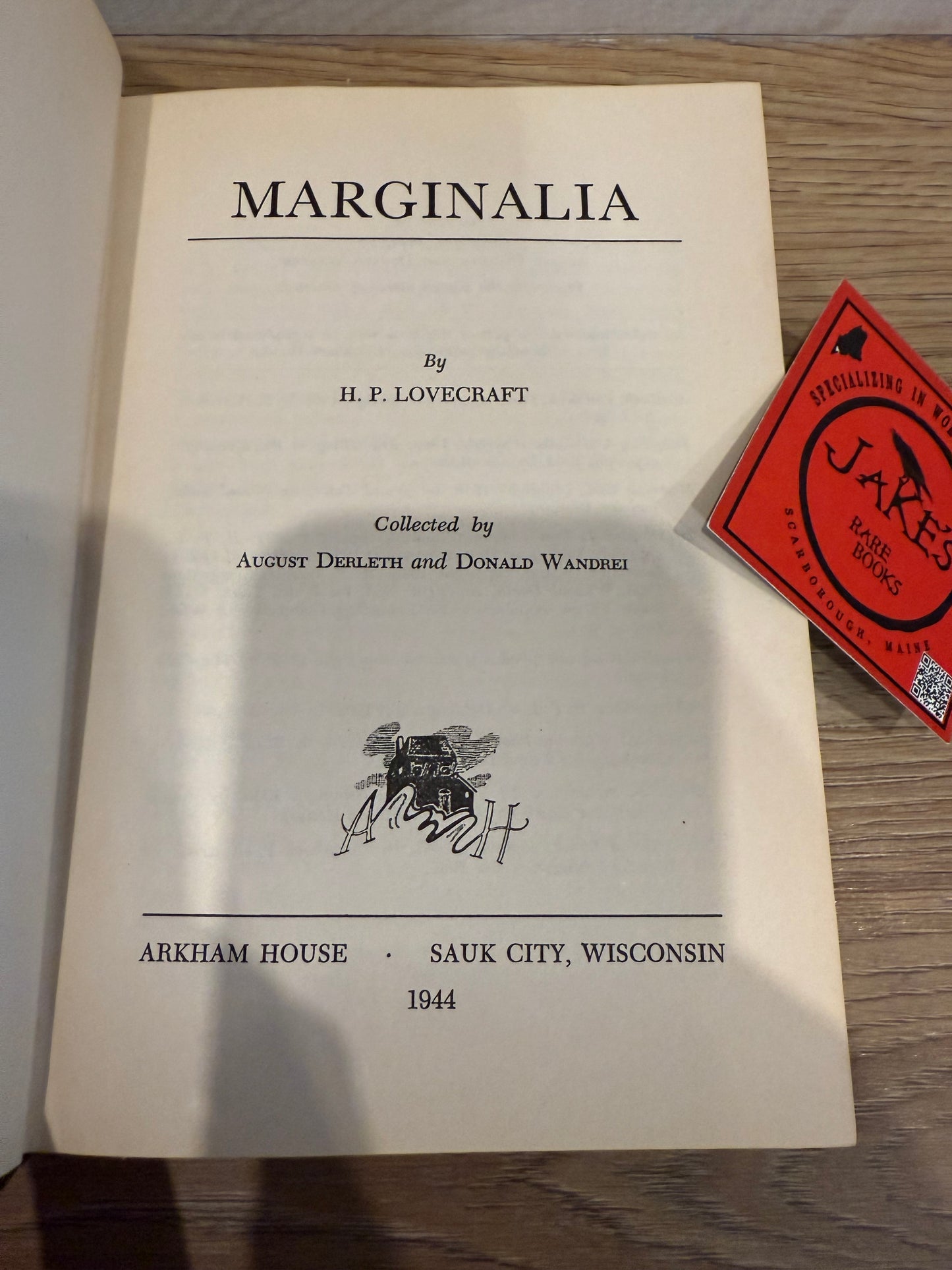 HP Lovecraft, Marginalia, First Edition, Arkham House