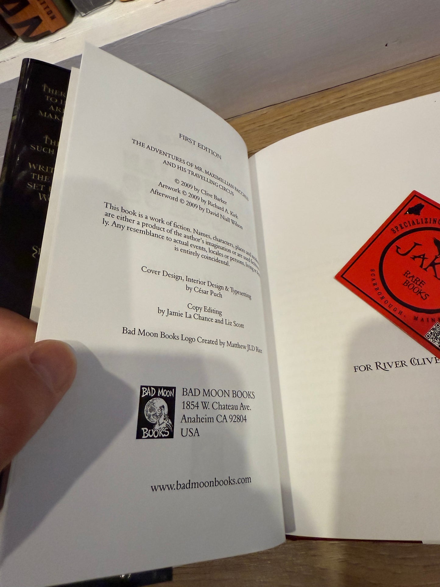 Clive Barker, The Adventures of Mr. Maximillian Bacchus, Signed/Limited #153, Bad Moon Books