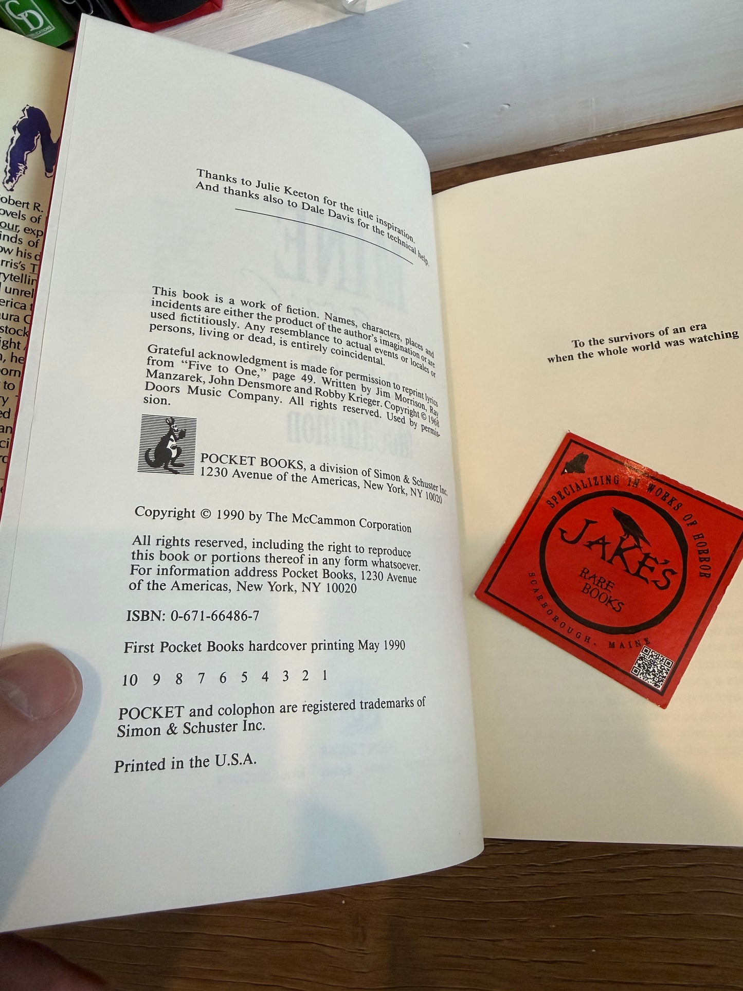 Robert R. McCammon, Mine, First Edition SIGNED, Pocket Books