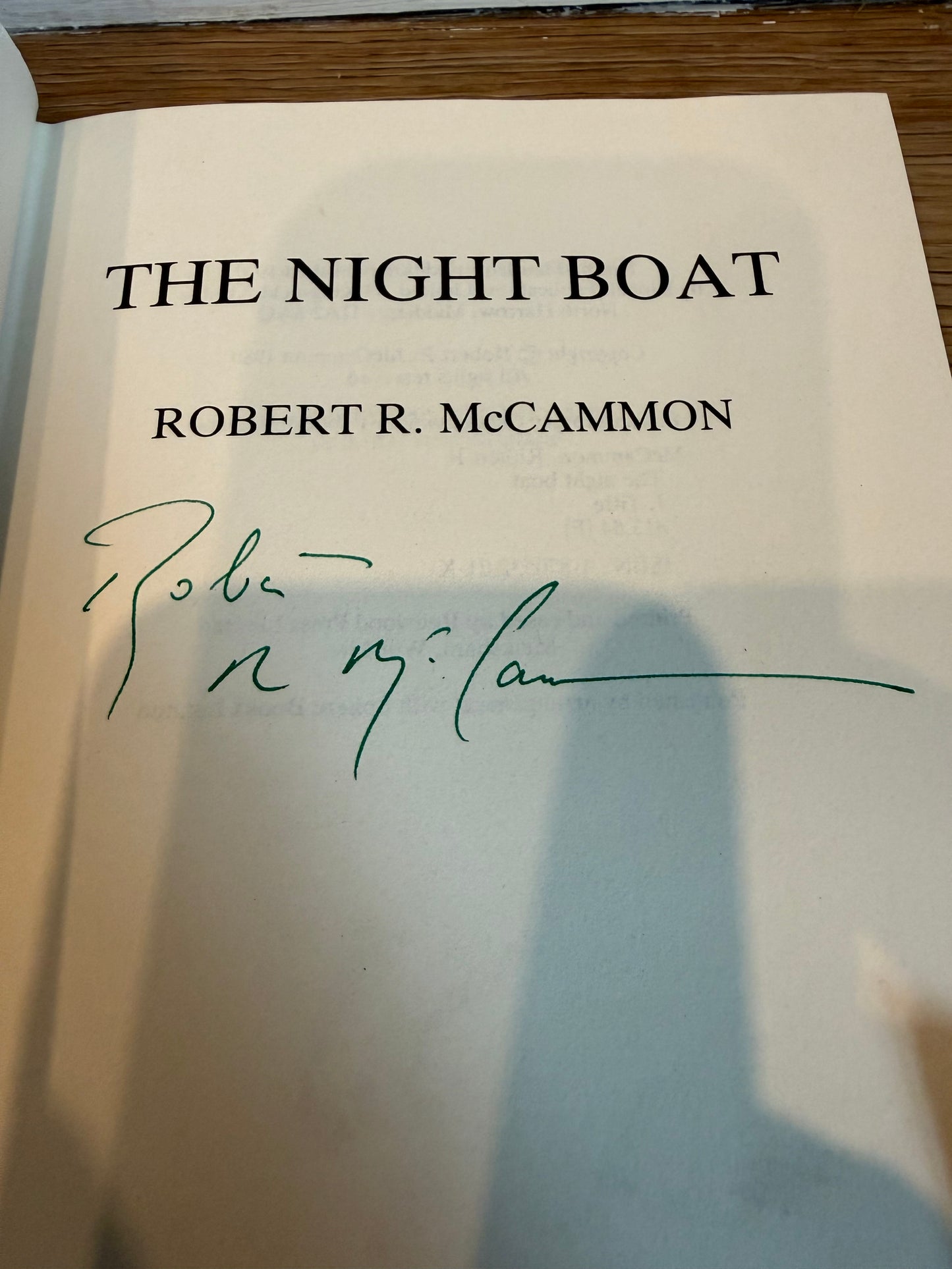 Robert McCammon, The Night Boat, UK First edition, SIGNED, Kinnell Publications