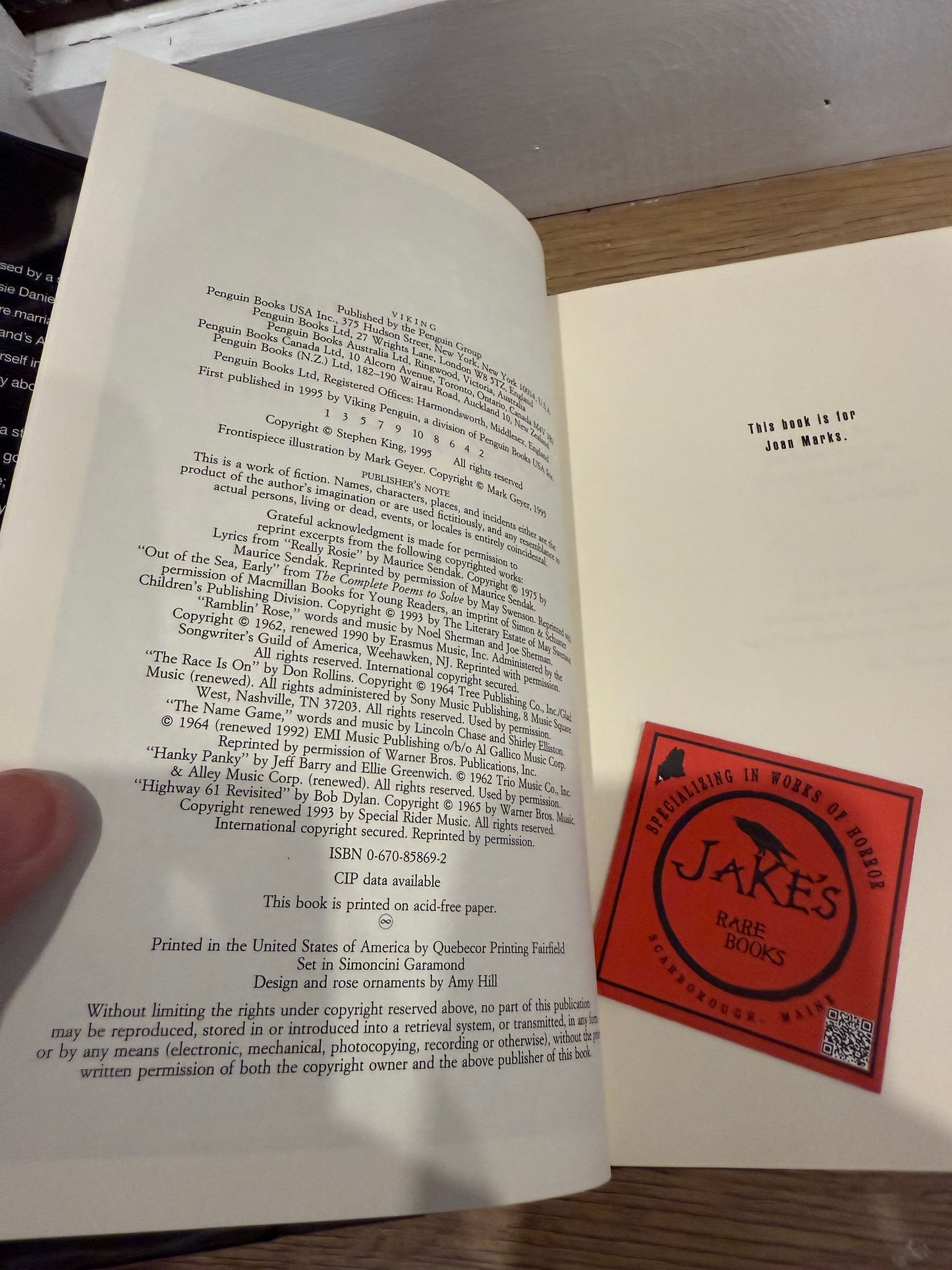 Stephen King, Rose Madder, First Edition, Viking Publishing