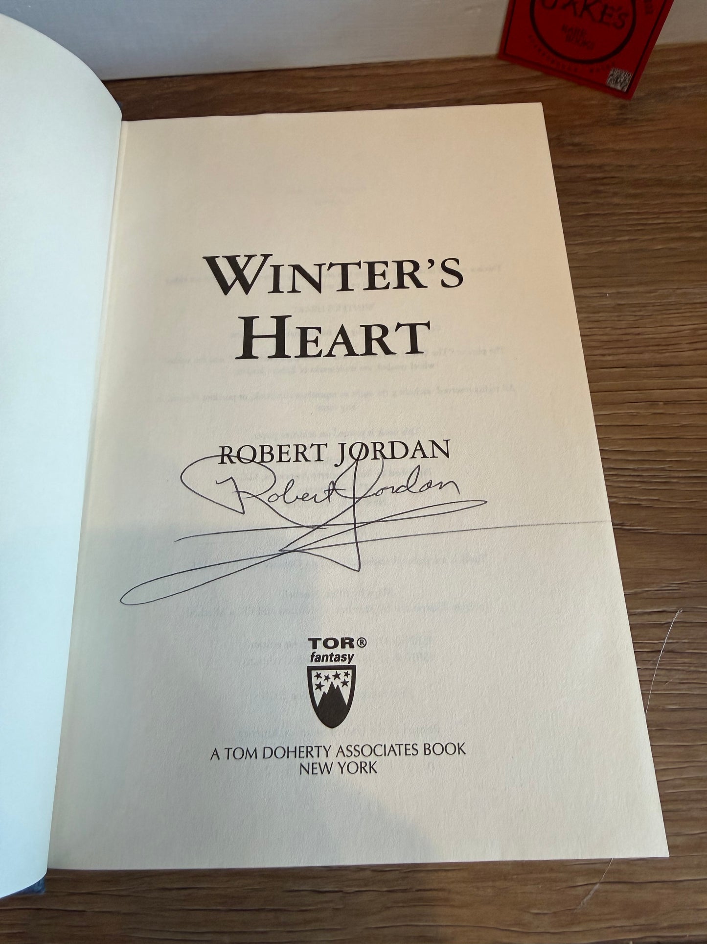 Robert Jordan, Winter’s Heart, Signed First Edition, Tor Publishing