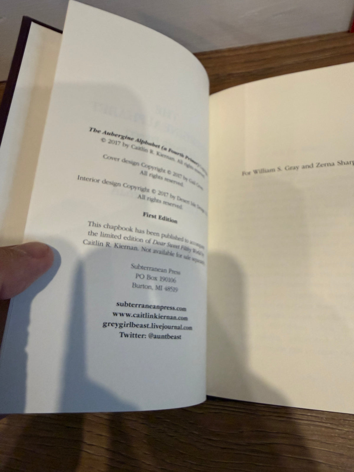 Caitlin R. Kiernan, The Aubergine Alphabet, Subterranean Press