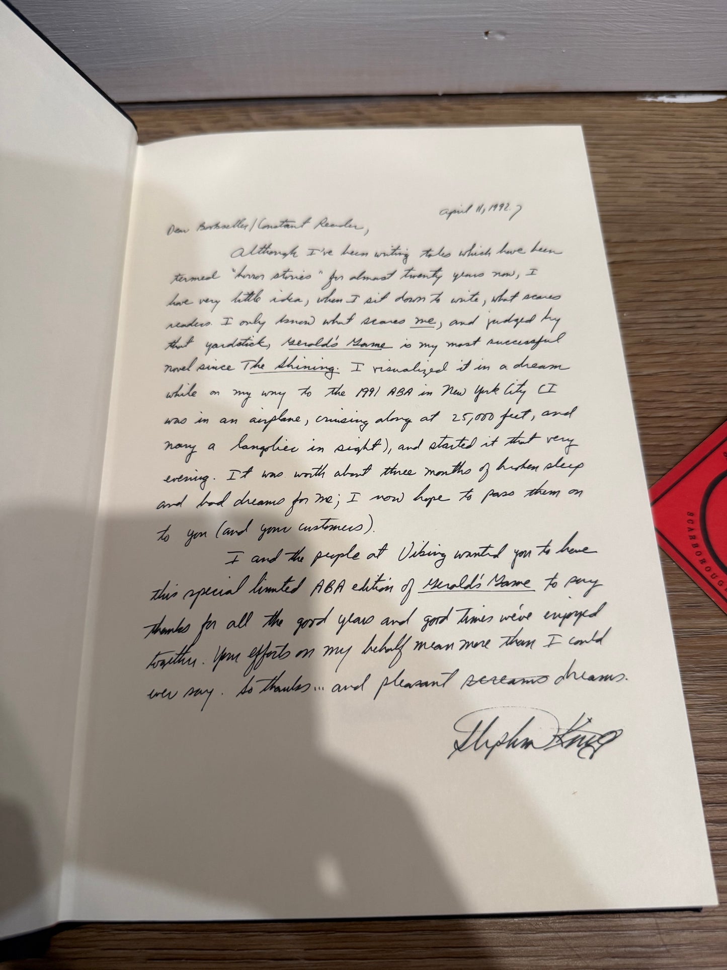 Stephen King, Gerald’s Game, ABA Limited Edition, Viking