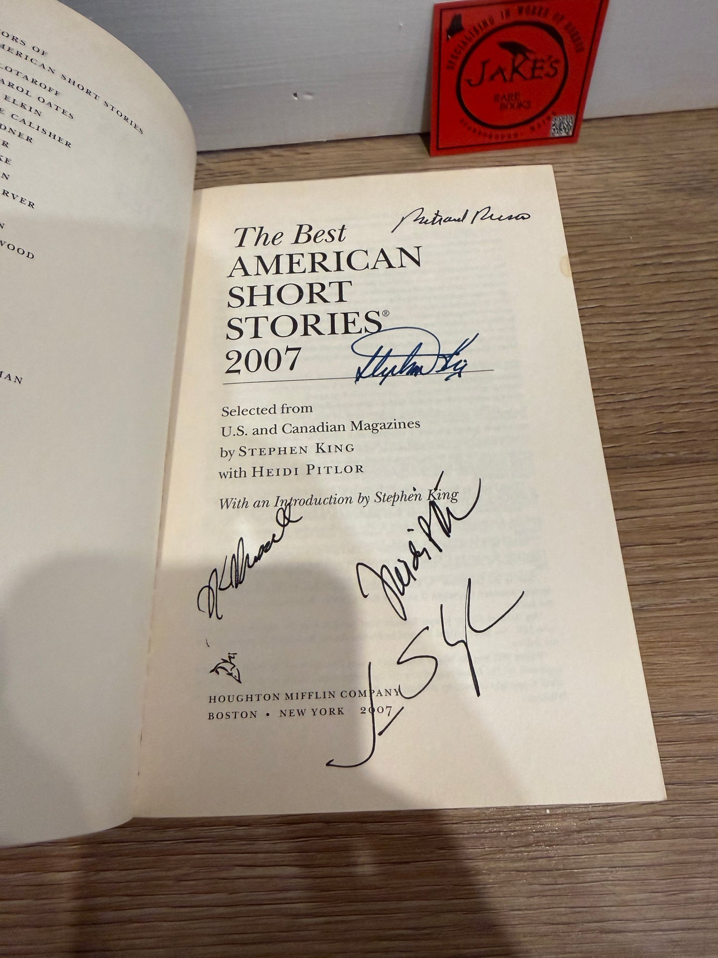 Best American Short Stories, First Edition, Signed by Stephen King, Houghton Mifflin