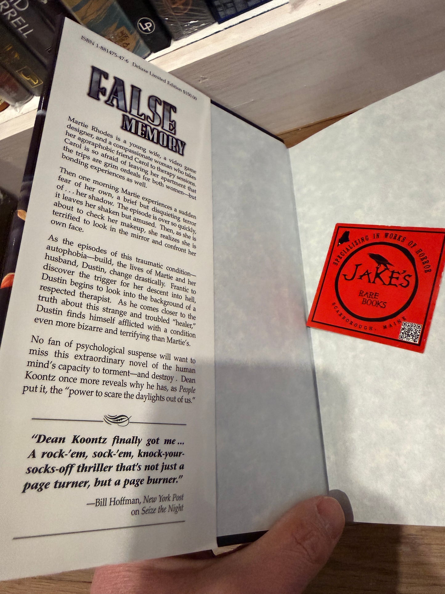 Dean Koontz, False Memory, Signed/Limited # 441, Cemetery Dance