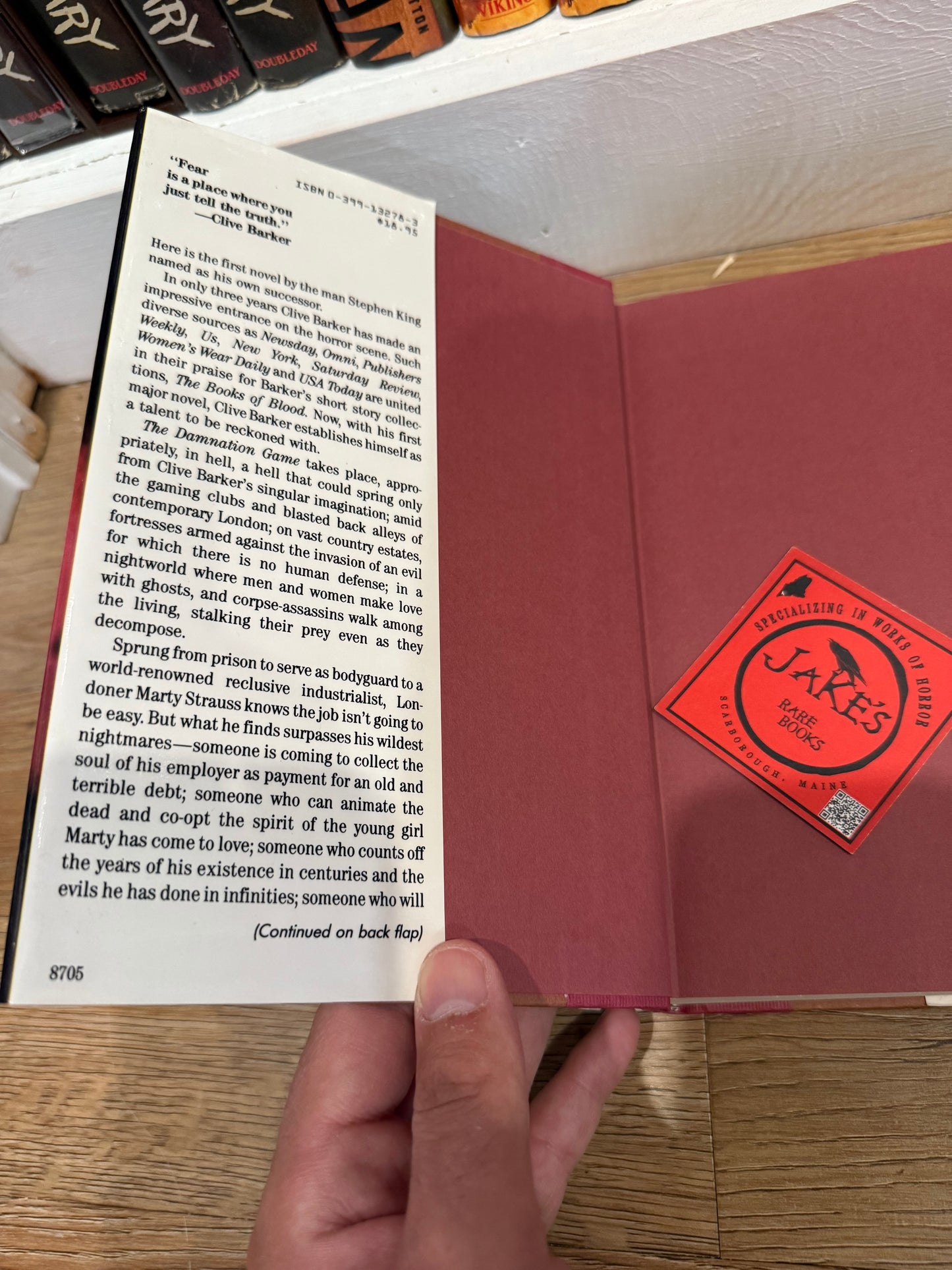 Clive Barker, The Damnation Game, First Edition, Putnam
