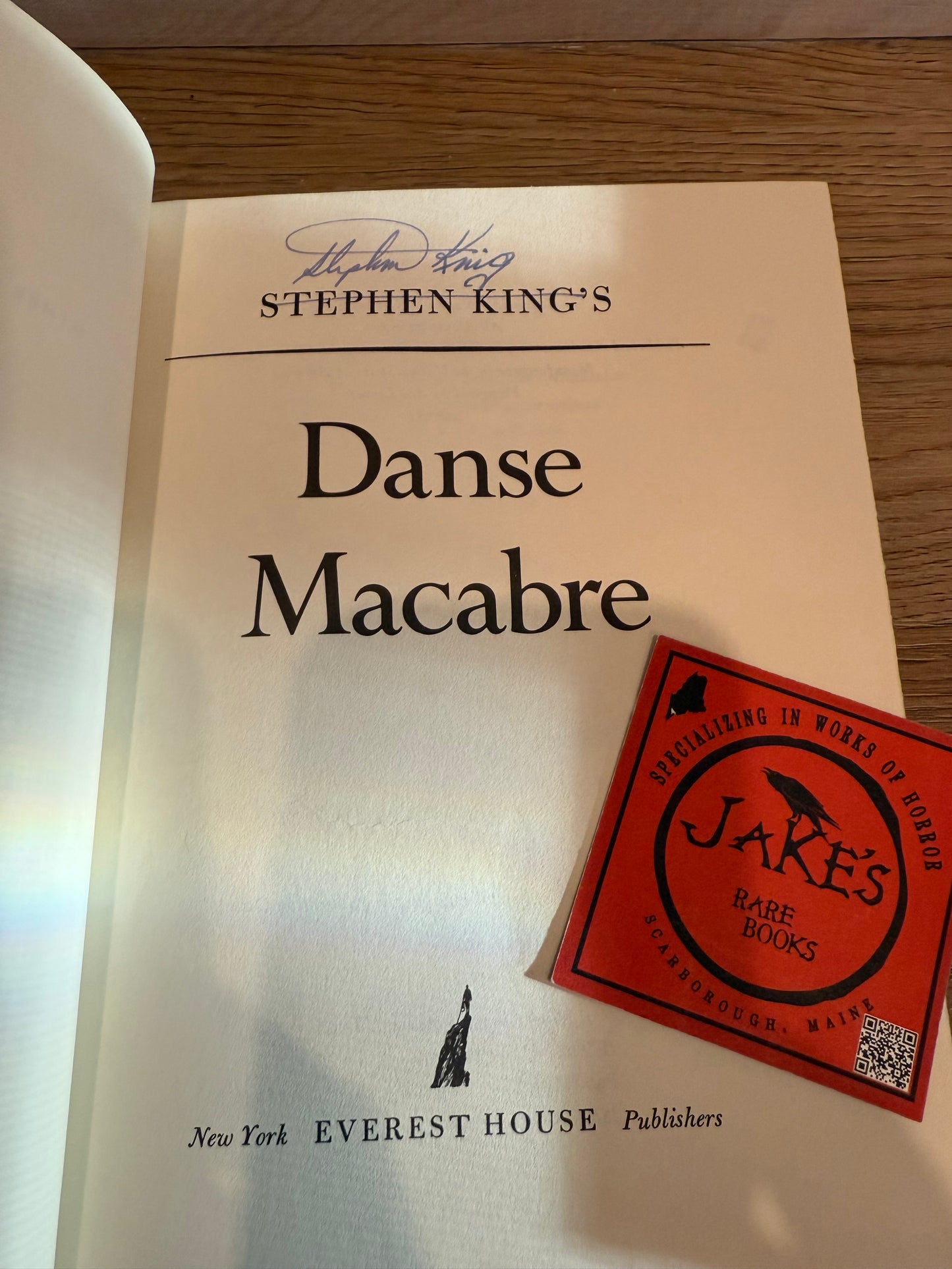 Stephen King, Danse Macabre, First Printing, Signed and Dated
