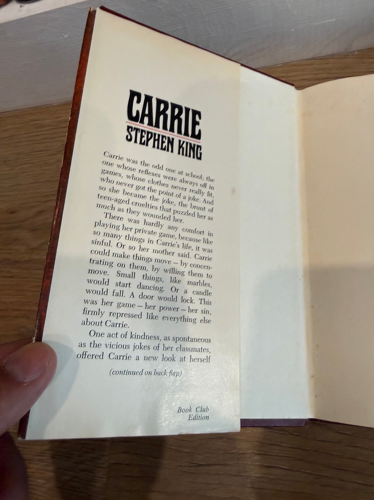 Stephen King, Carrie, Book Club Edition