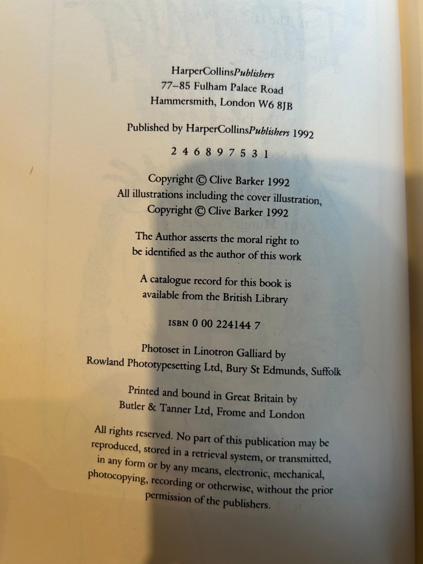 Clive Barker, The Thief of Always, Signed First Edition, Harper Collins