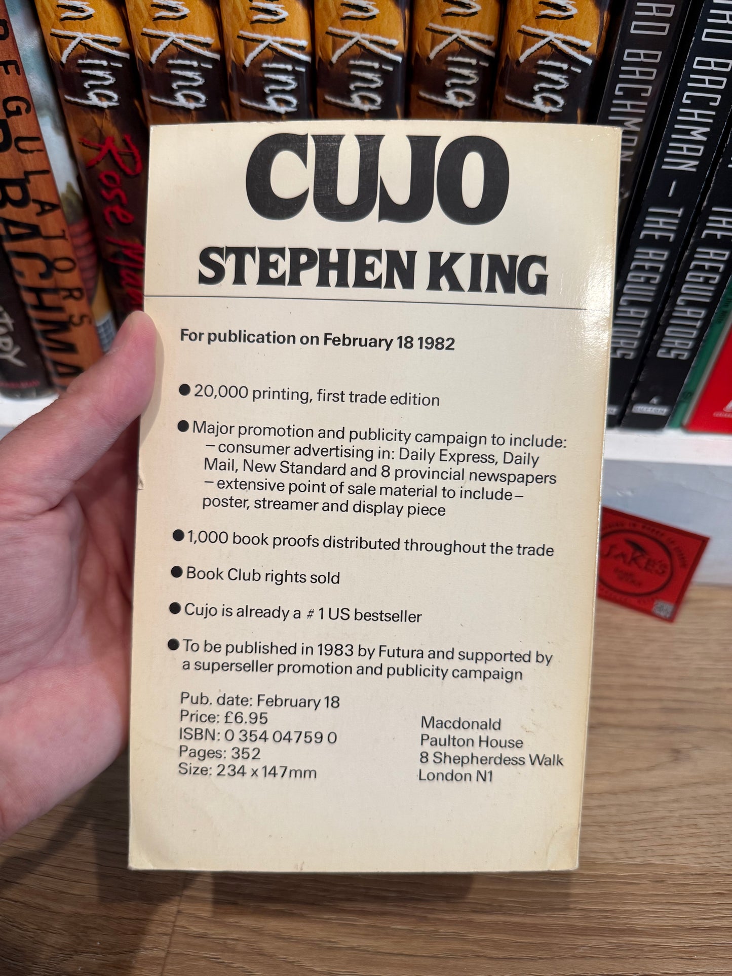 Stephen King, Cujo, Uncorrected Proof