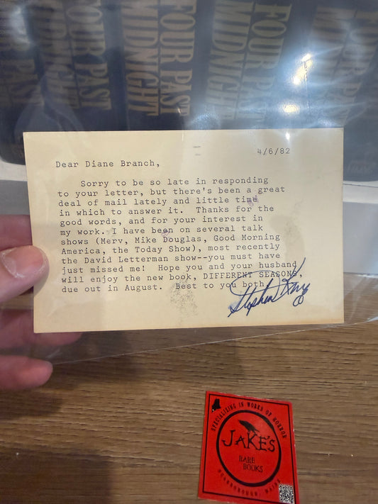 Stephen King, Signed and Personalized Postcard