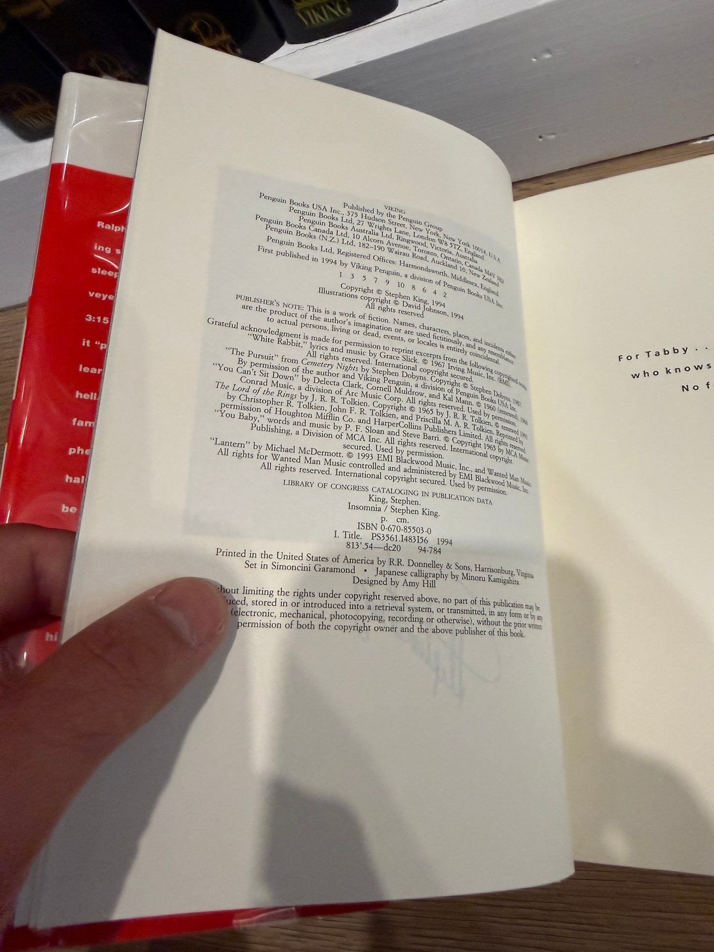 Stephen King, Insomnia, Signed First Edition, Viking