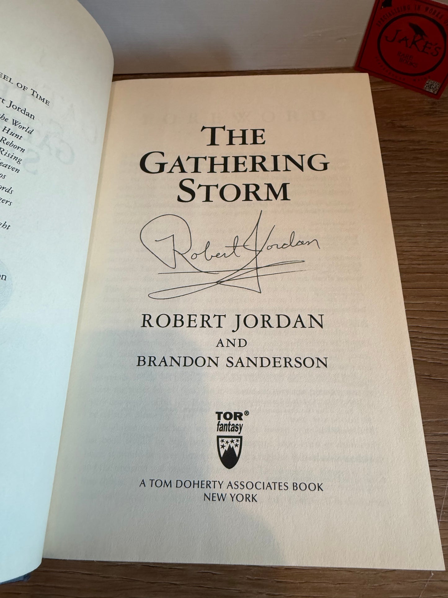 Robert Jordan, The Gathering Storm, Signed First Edition, Tor Publishing