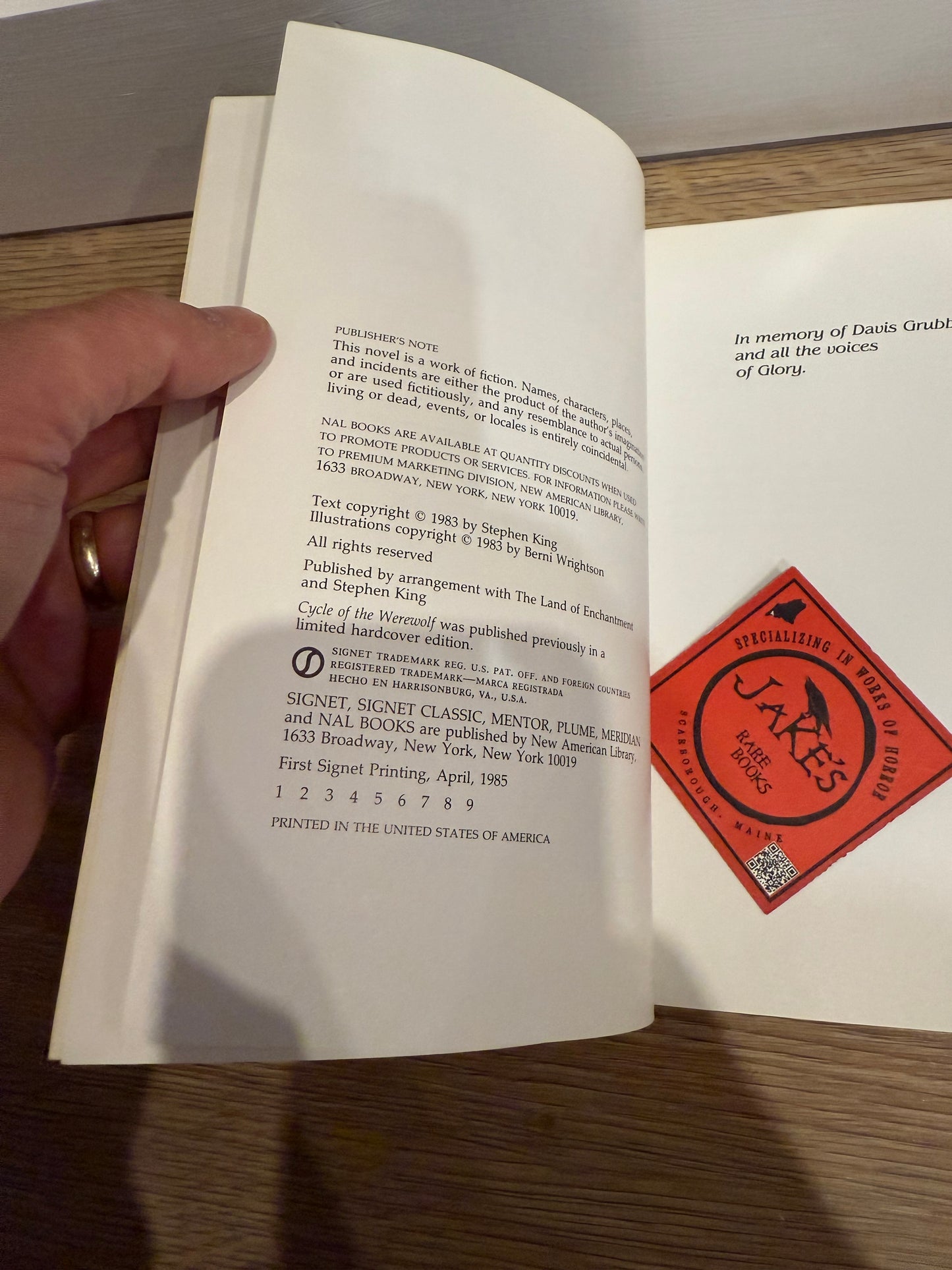 Stephen King, Cycle of the Werewolf, First Signet Printing