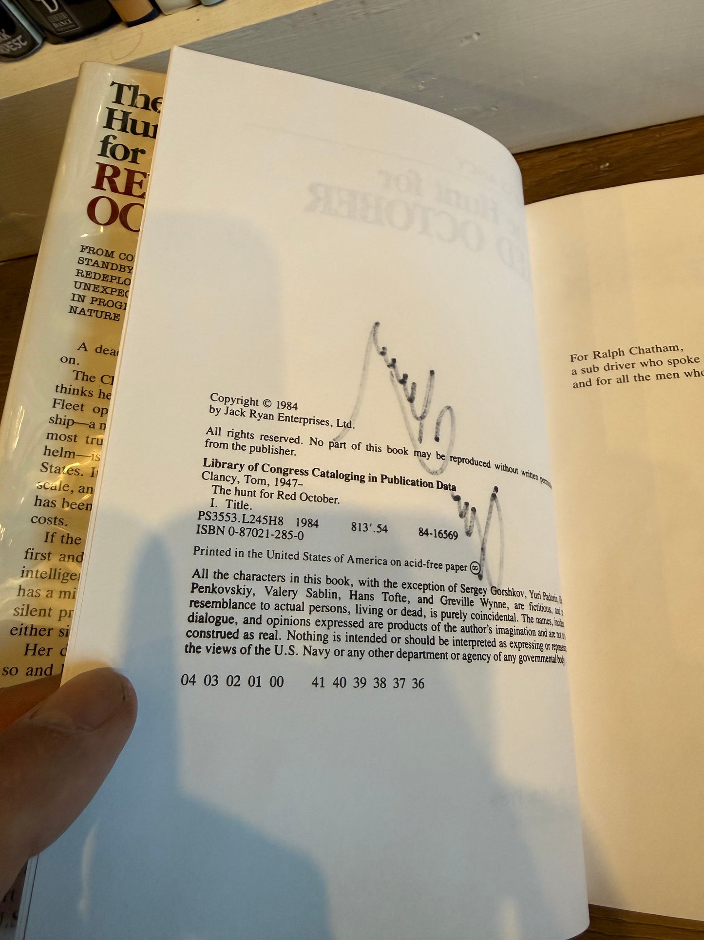 Tom Clancy, The Hunt For Red October, Signed First Edition, Third Printing, Naval Institute Press