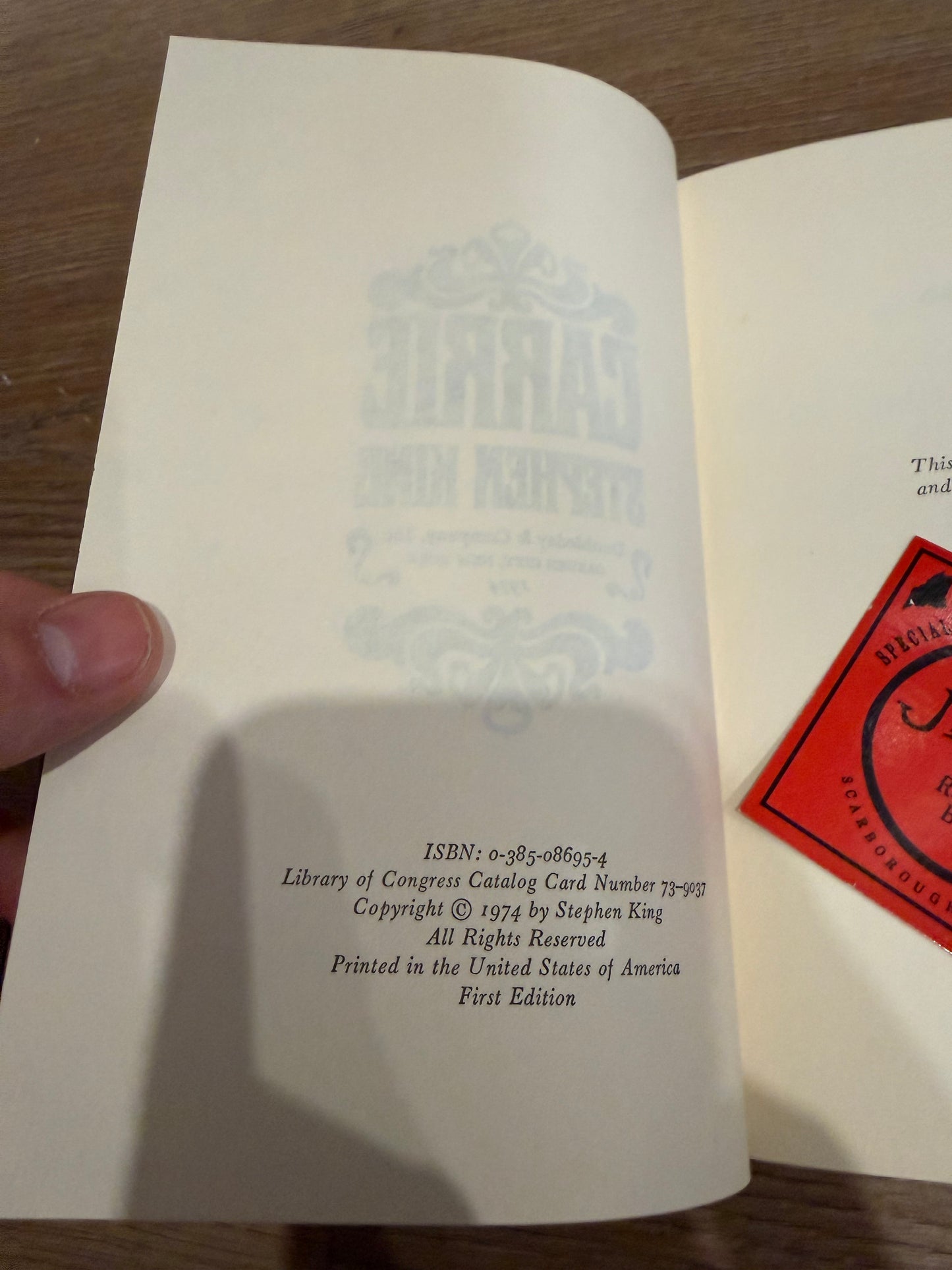 Stephen King, Carrie, First Edition, Doubleday Publishing