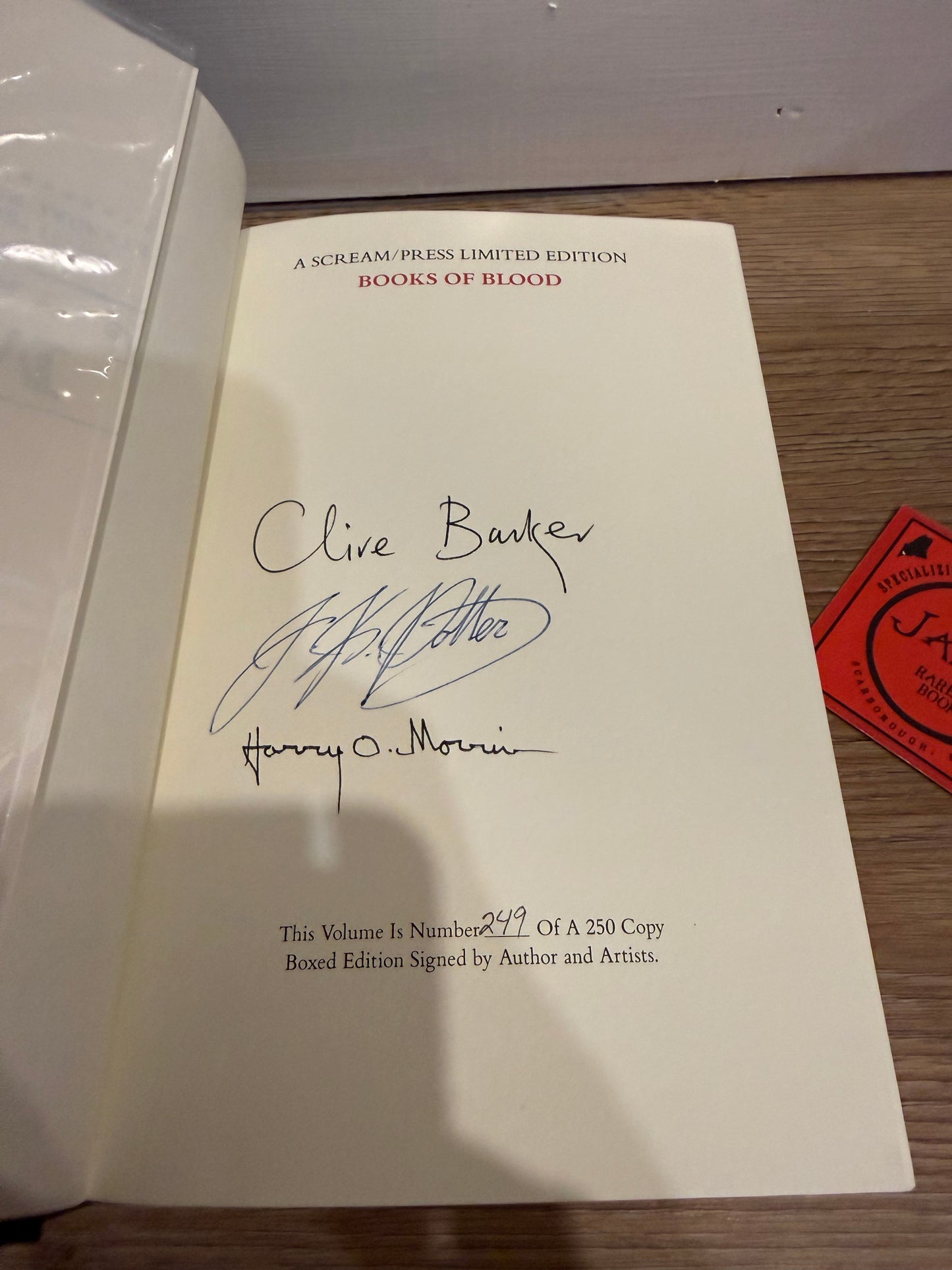 Clive Barker, Books of Blood, Collected Volumes 1-3, Signed/Limited #249, Scream Press
