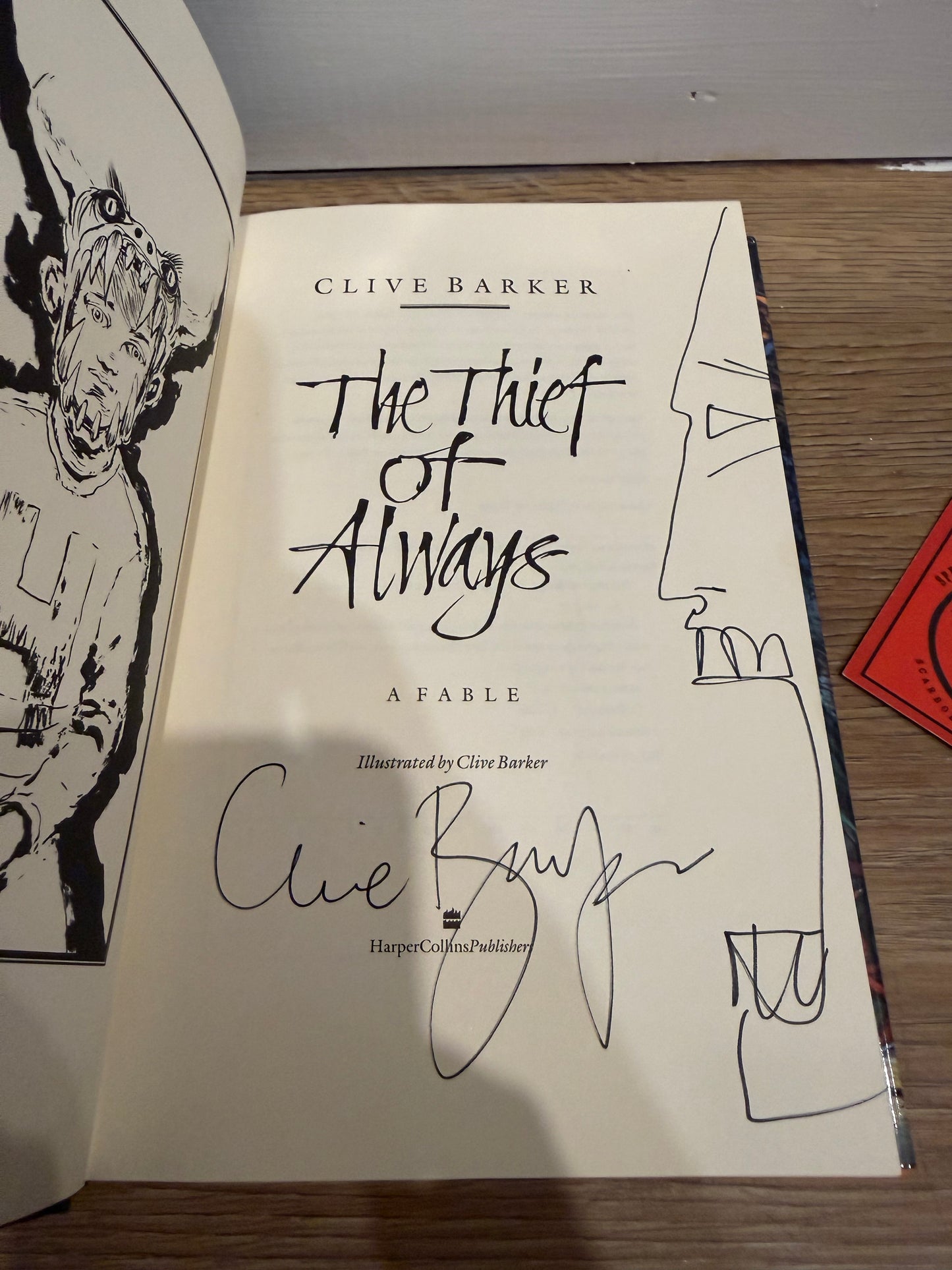 Clive Barker, The Thief of Always, First Edition, SIGNED plus Drawing by Barker