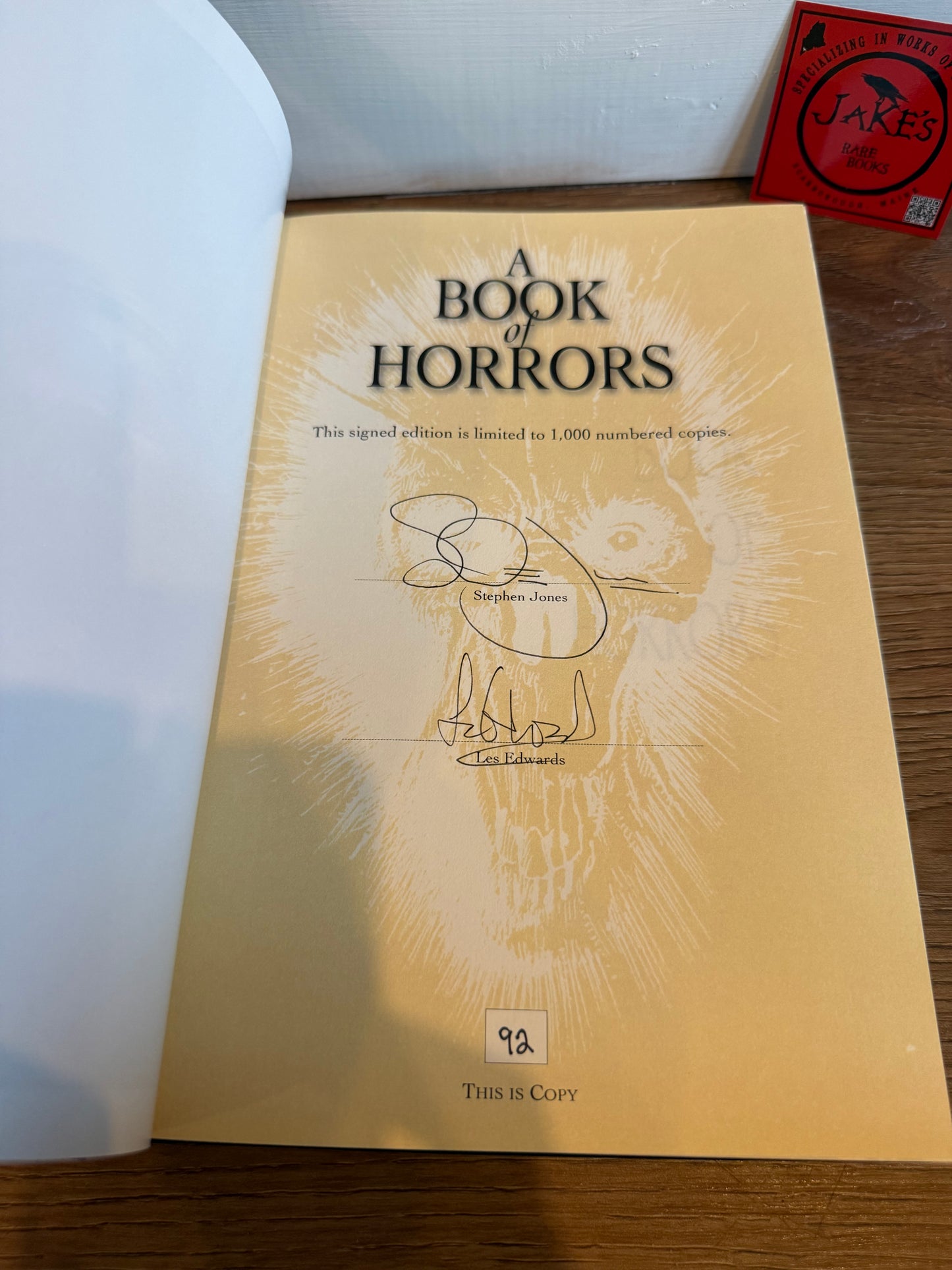 A Book of Horrors, Signed Limited #92, PS Publishing/Cemetery Dance