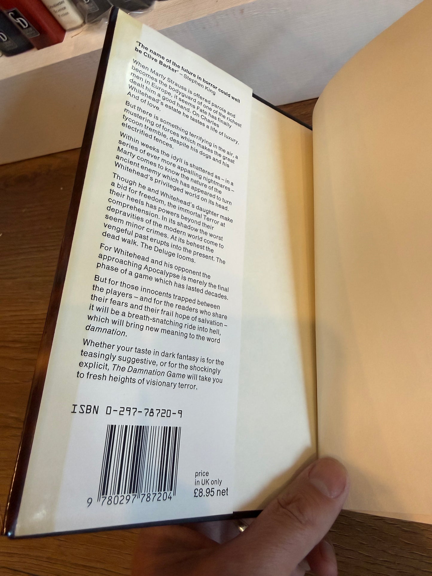 Clive Barker, The Damnation Game, UK First Edition Signed, Weidenfeld and Nicolson
