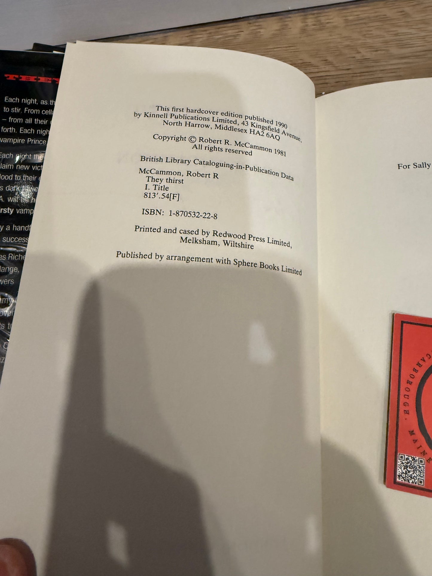 Robert McCammon, They Thirst, UK First Edition, SIGNED