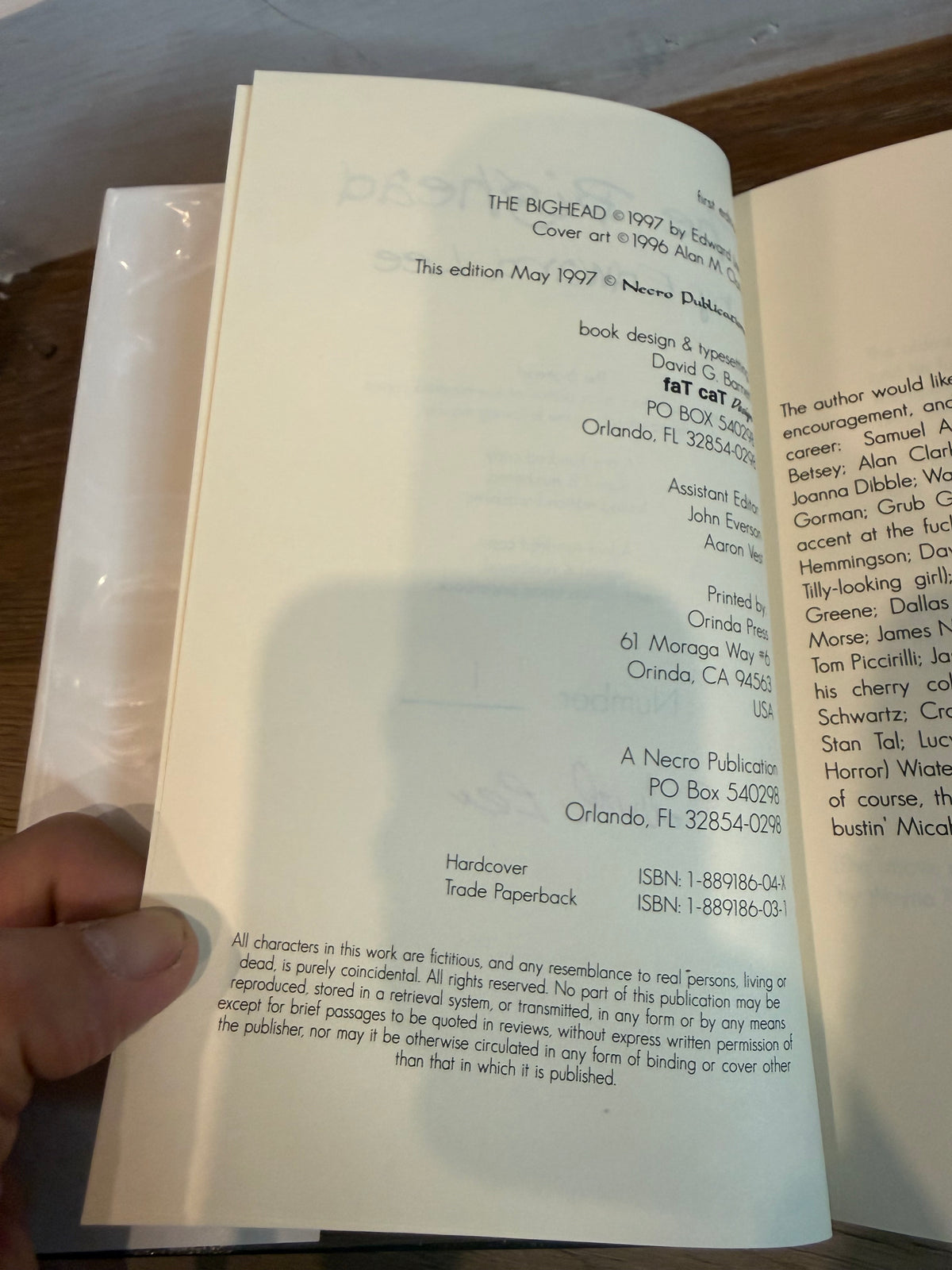 Edward Lee, The Bighead, Signed Limited Edition, Necro Publications