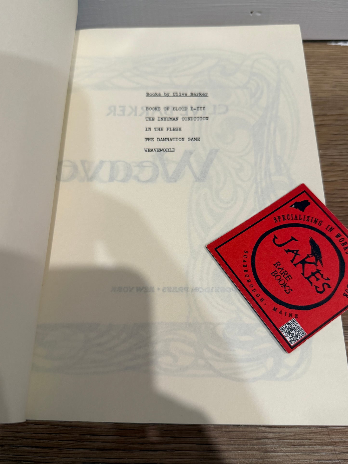 Clive Barker, Weaveworld, US Uncorrected Proof, Poseidon Press