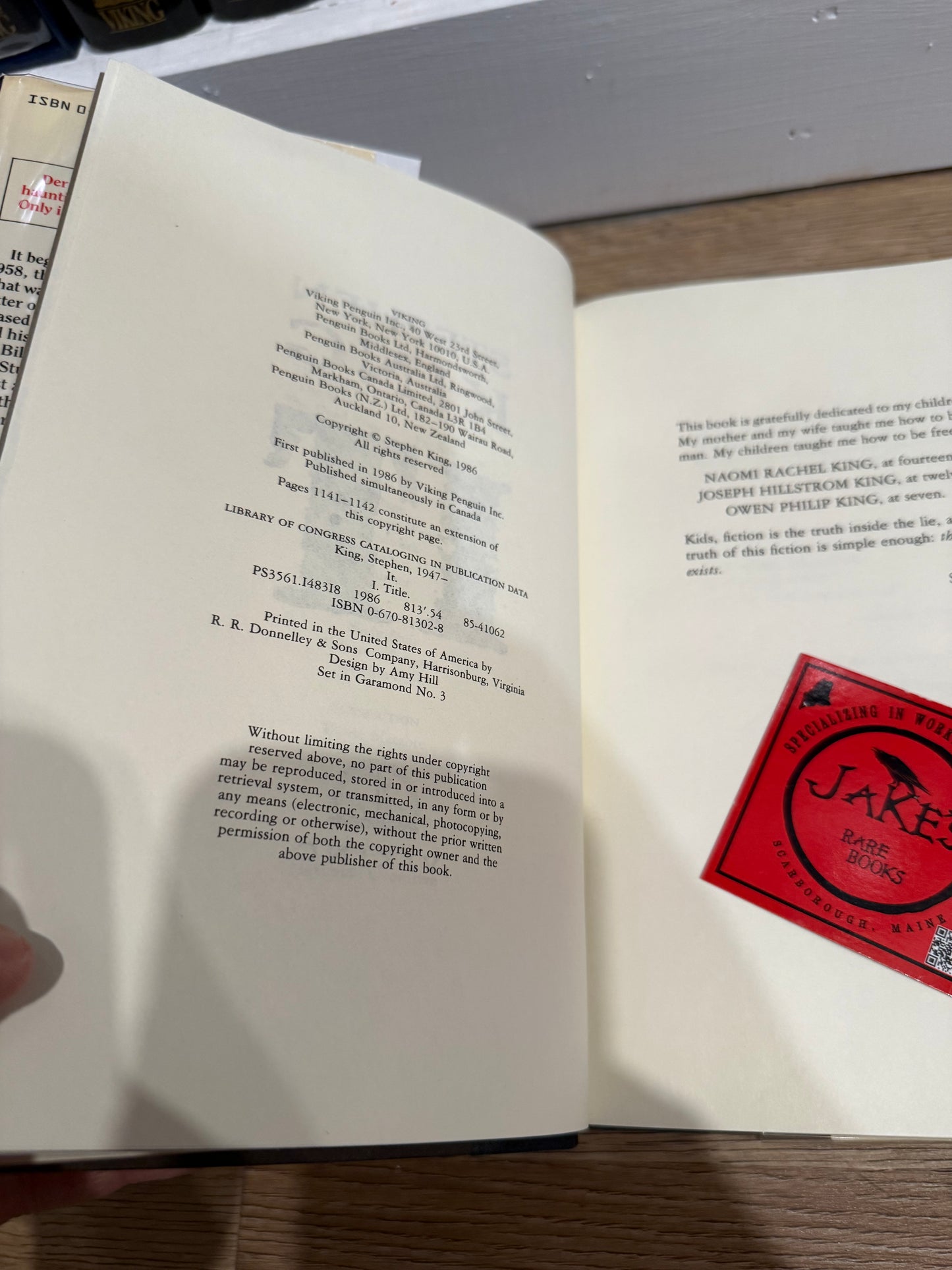 Stephen King, IT, First Edition, Viking Publishing