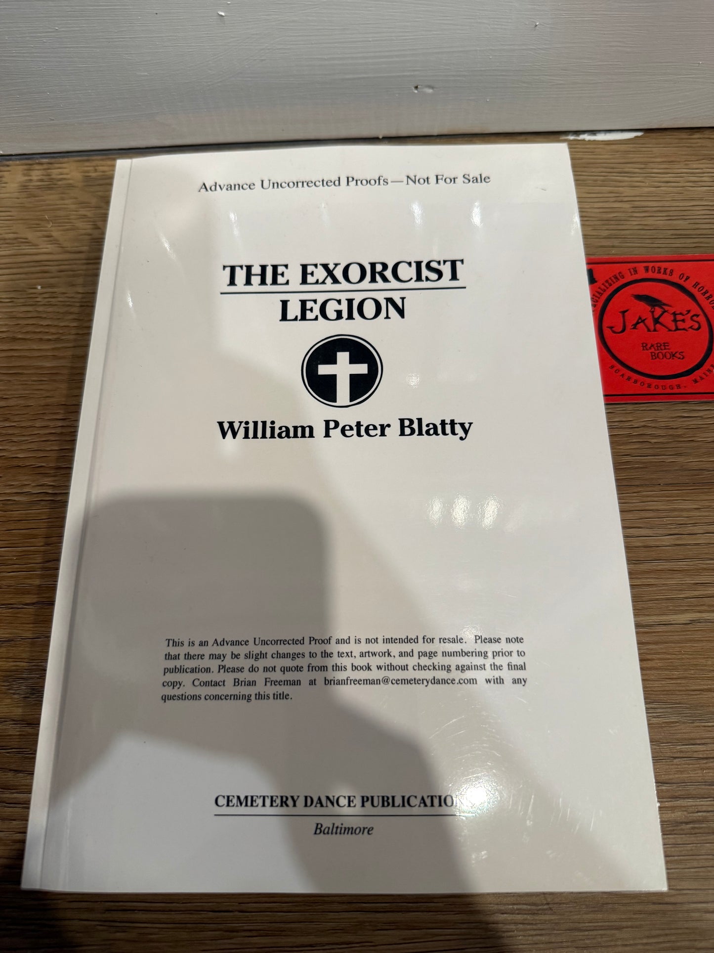 William Peter Blatty, Exorcist/Legion, Uncorrected Proof, Cemetery Dance