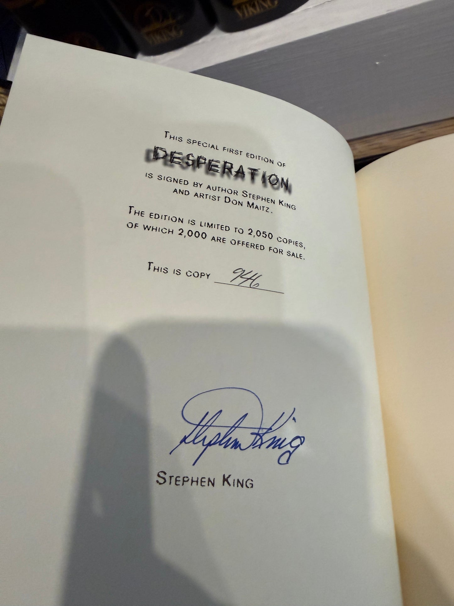 Stephen King, Desperation, Signed Limited #946, Grant Publishing